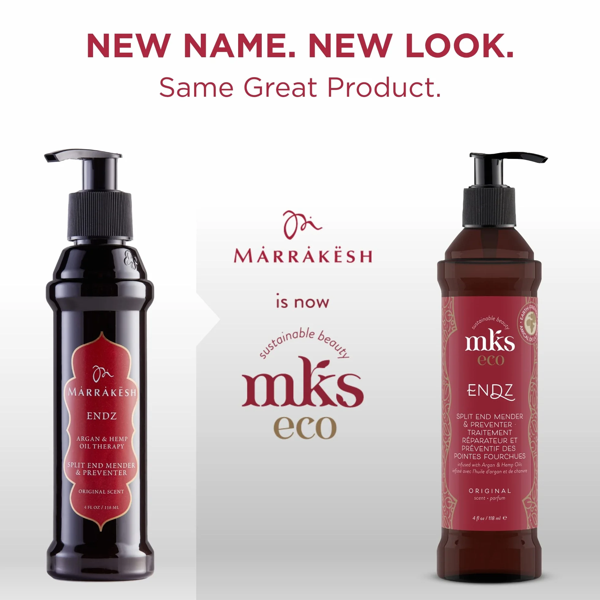 MKS eco Endz, Senteur Originale - 4 fl oz - Soin et prévention des pointes fourchues - Huile d'Argan du Maroc, Huile de Graines de Chanvre - Vegan et non testée sur les animaux