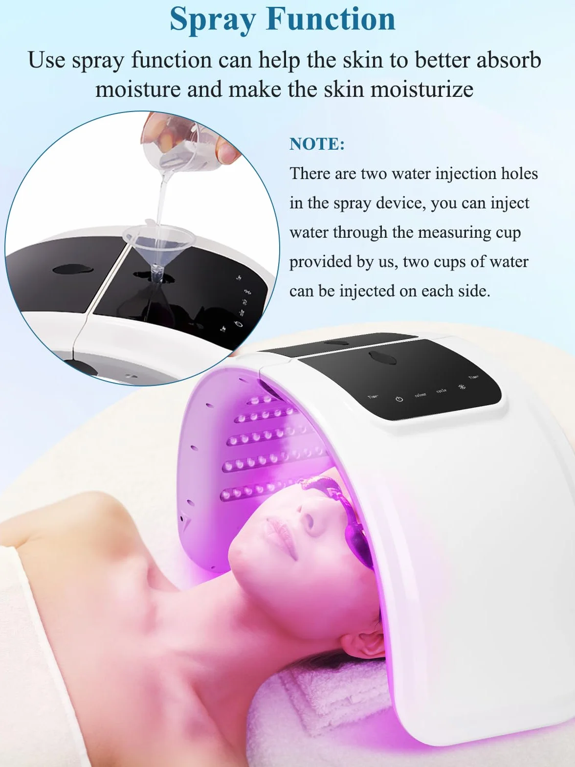 Masque LED Visage 7 Couleurs: Pliable Masque Luminothérapie Visage avec Fonction Spray - Masque Facial LED Pour Anti-âge Rajeunissement