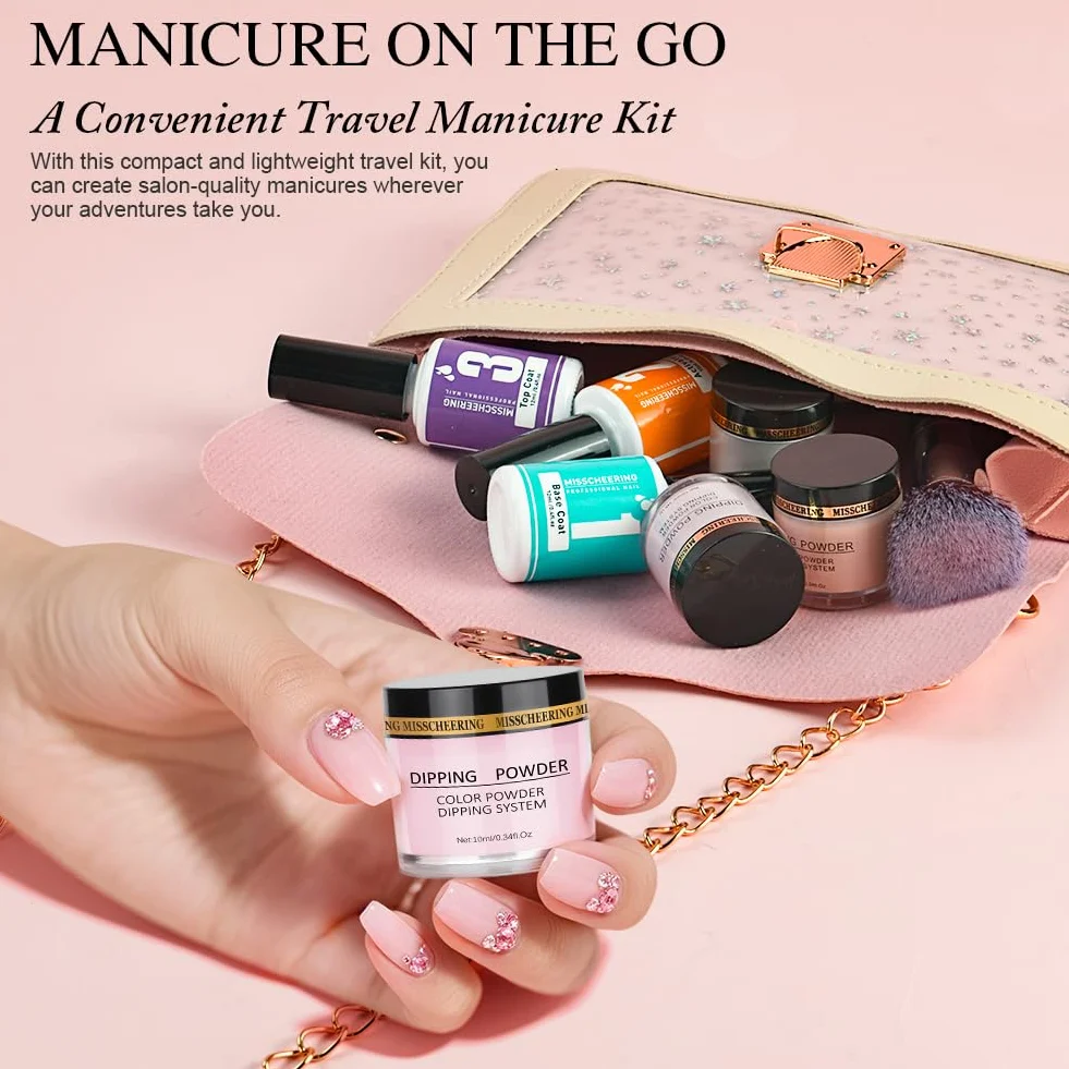 LOPHE Dip Powder Nail Kit 6 Couleurs Poudre et 3 Pcs Liquide Set Gel Base à Tremper Manucure DIY Salon Débutantes Cadeau Femmes Filles Tons clairs