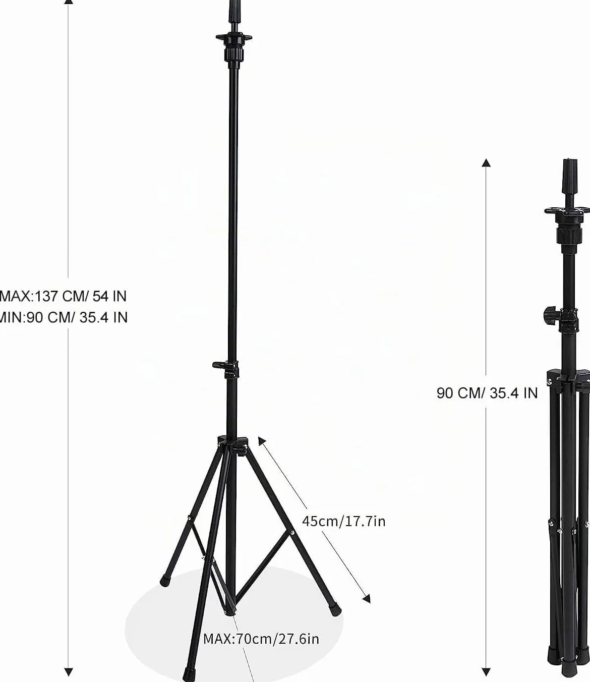 Porte Perruques pour Tete Perruque,Trepied Perruque Tête de Perruque Tete a Coiffer Professionnel Réglable Hauteur pour Tete Mannequin, Tête à Coiffer avec Sac de Transport (90-137cm)