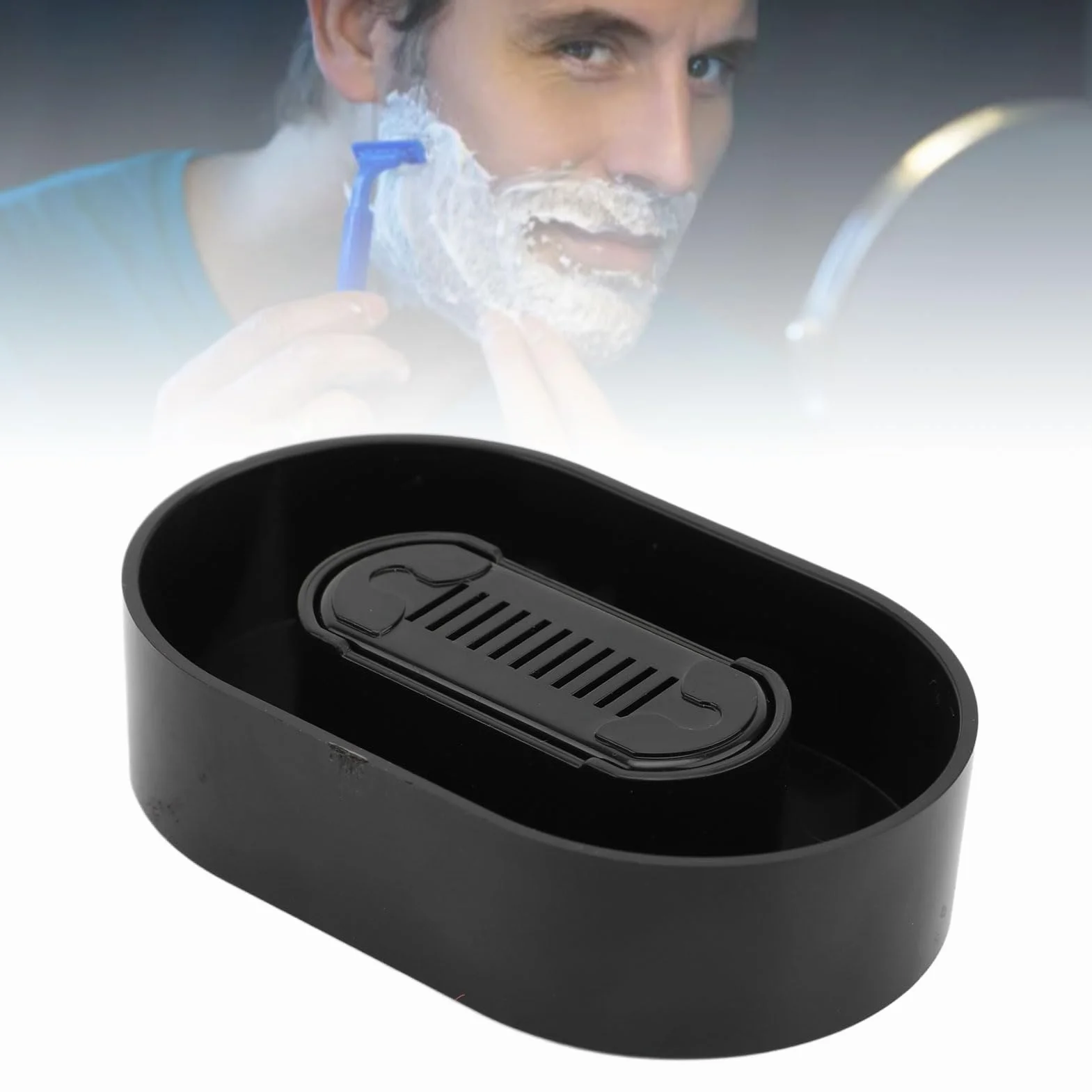 Rinçage de Rasoir Portable, Outil de Nettoyage de Rasage pour Tondeuse à Barbe Manuelle (BLACK)