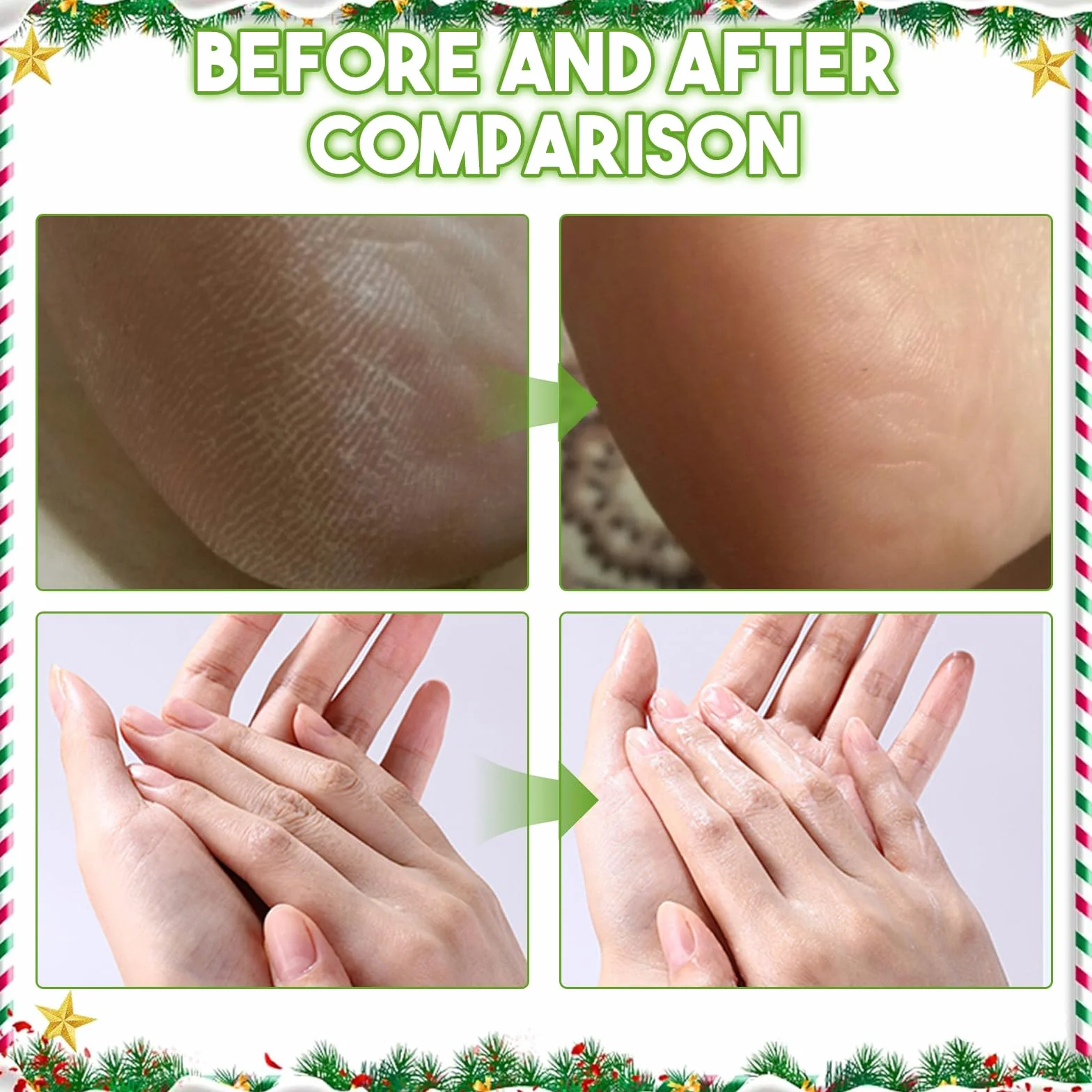 Masque Pied Peeling Exfoliant + Masque Main Hydratant, 3 Paires, Soin Pieds Secs et Abîmés