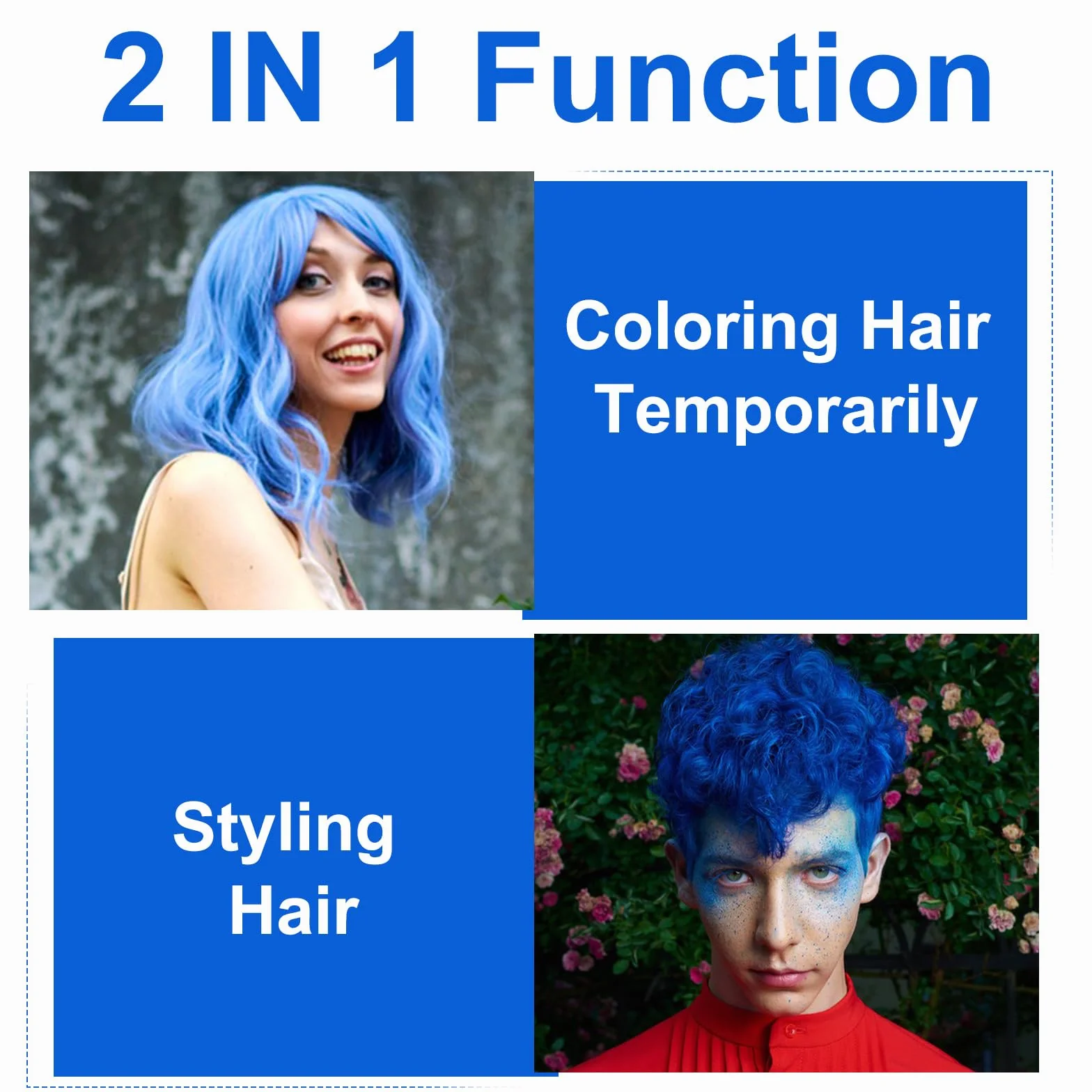 Cire Colorante Cheveux Temporaire Bleu pour Fêtes Halloween Cosplay