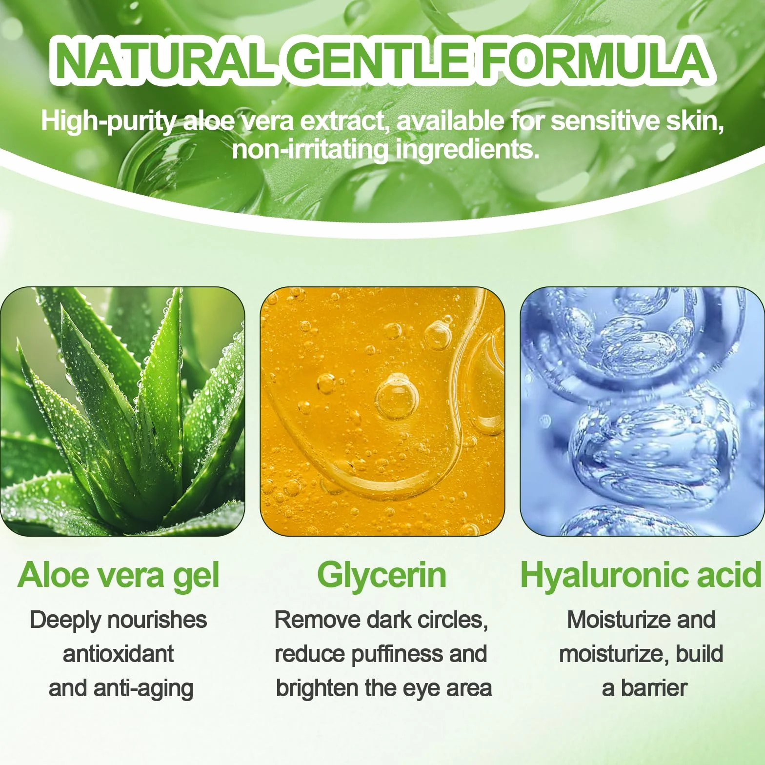 Aloe Vera Patchs Yeux 60 Pièces Anti Cernes Masque Collagène Contour des Yeux