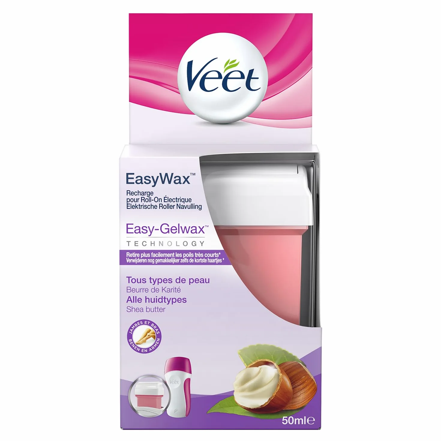 Veet EasyWax Recharges de Cire Chaude Epilation 50ml Bras & Jambes Beurre de Karité