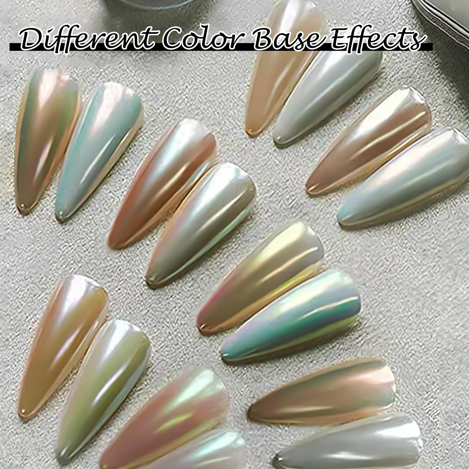 Blanc Perle Poudre Chrome Ongle - Poudres chromées effet miroir métallique or argent, poudres irisées Aurora Glitter DIY