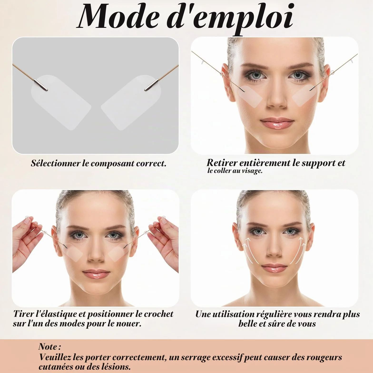 VEGCOO 80 Pièces Face Lift Tape, Patch Lifting Visage, Bandes Autocollantes Anti-Rides