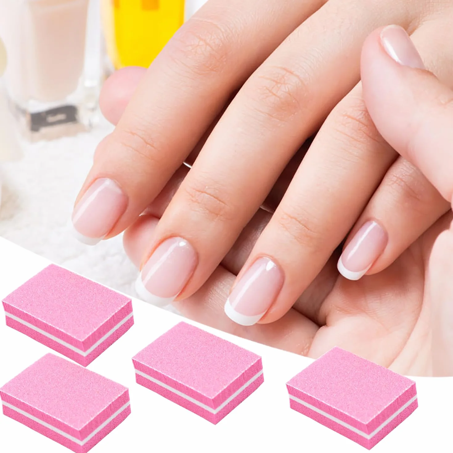 Bloc Polissoir Ongles 30 Pcs Lime à Ongles Éponge pour Manucure DIY Nail Art Rose