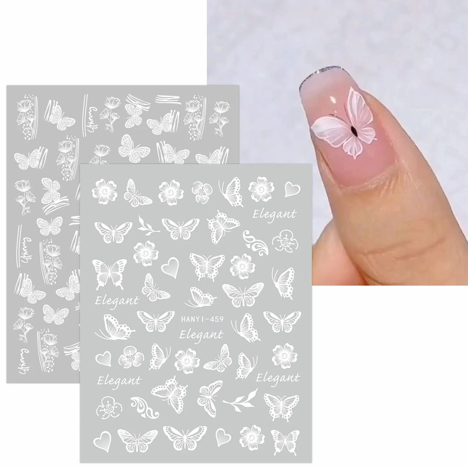 Stickers Ongles Fleur Blanc Printemps Été Nail Art Autocollants Autoadhésif Manucure 12 Feuilles