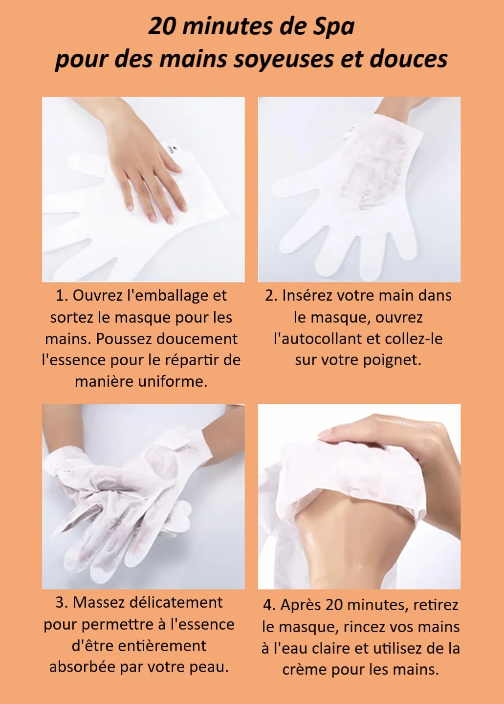 Masques Mains & Pieds Bio Naturel Noix de Coco Hydratant Réparateur Peau Sèche