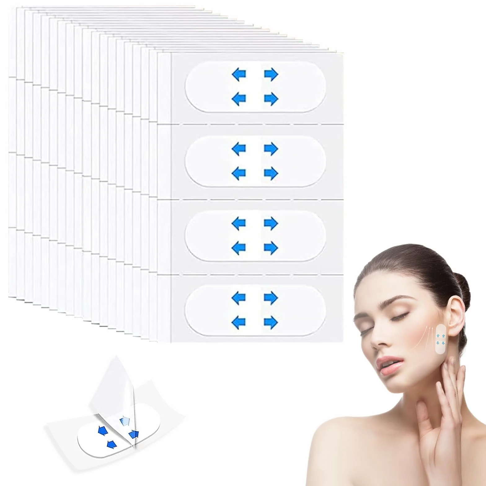 Lot de 120 bandes adhésives pour le visage anti-rides, levage invisible, raffermissant, imperméables, autocollants en V