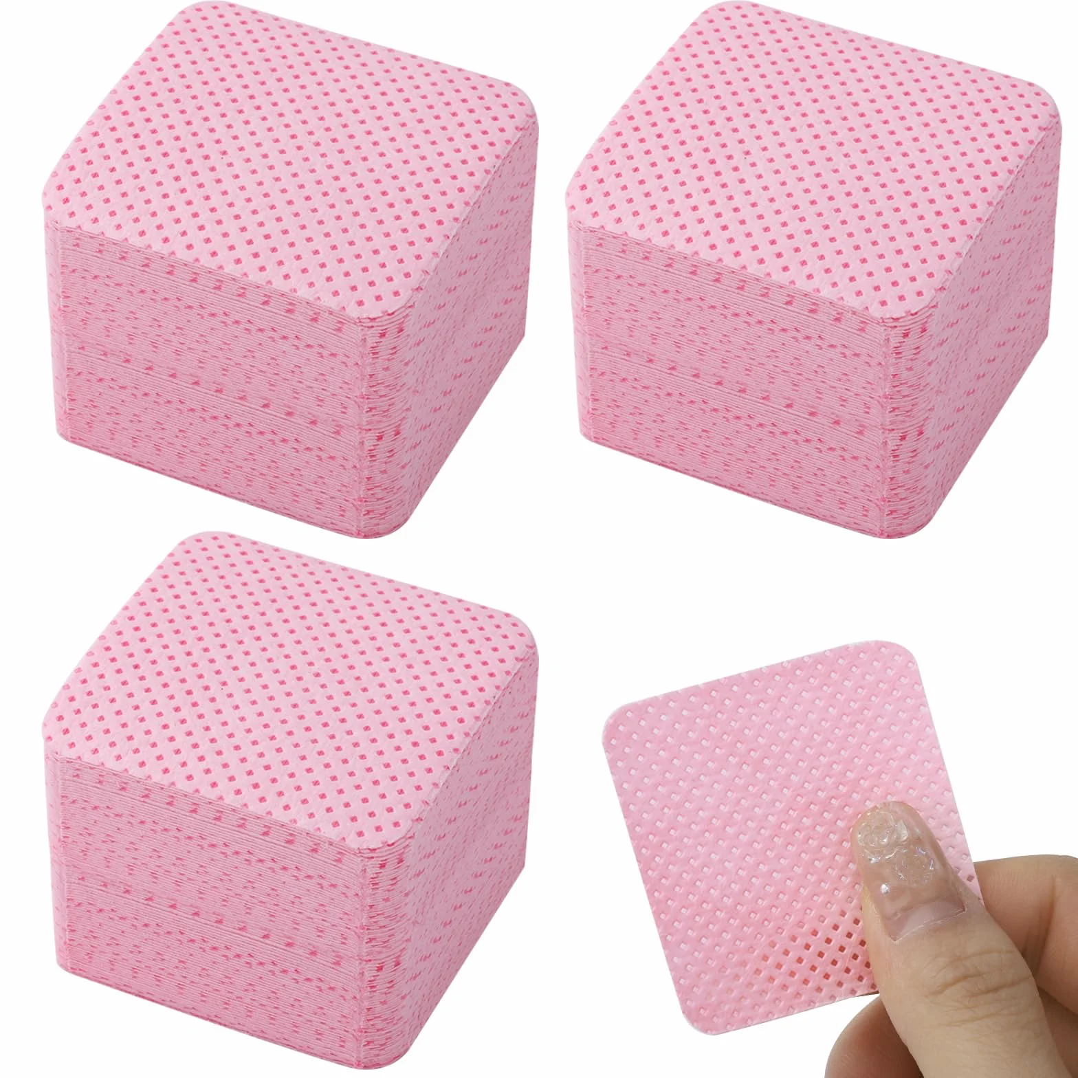 Coton Ongles Gel Non Pelucheux 300pcs, Cleaner Degraissant Lingettes Vernis Semi Permanent Rose