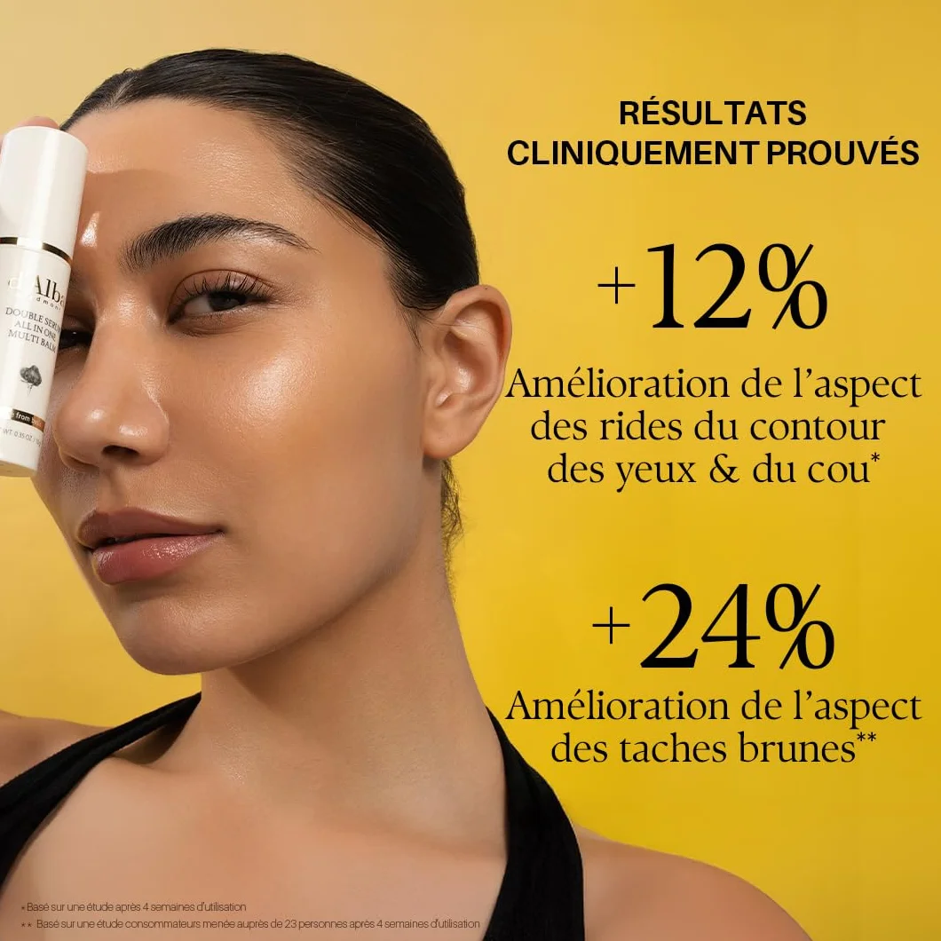 d'Alba Double Sérum à la Truffe Blanche Italienne Multi-Baume Tout-en-Un Soin de la Peau Végétalien Traitement 3-en-1 Baume des Yeux en Stick Soin Coréen