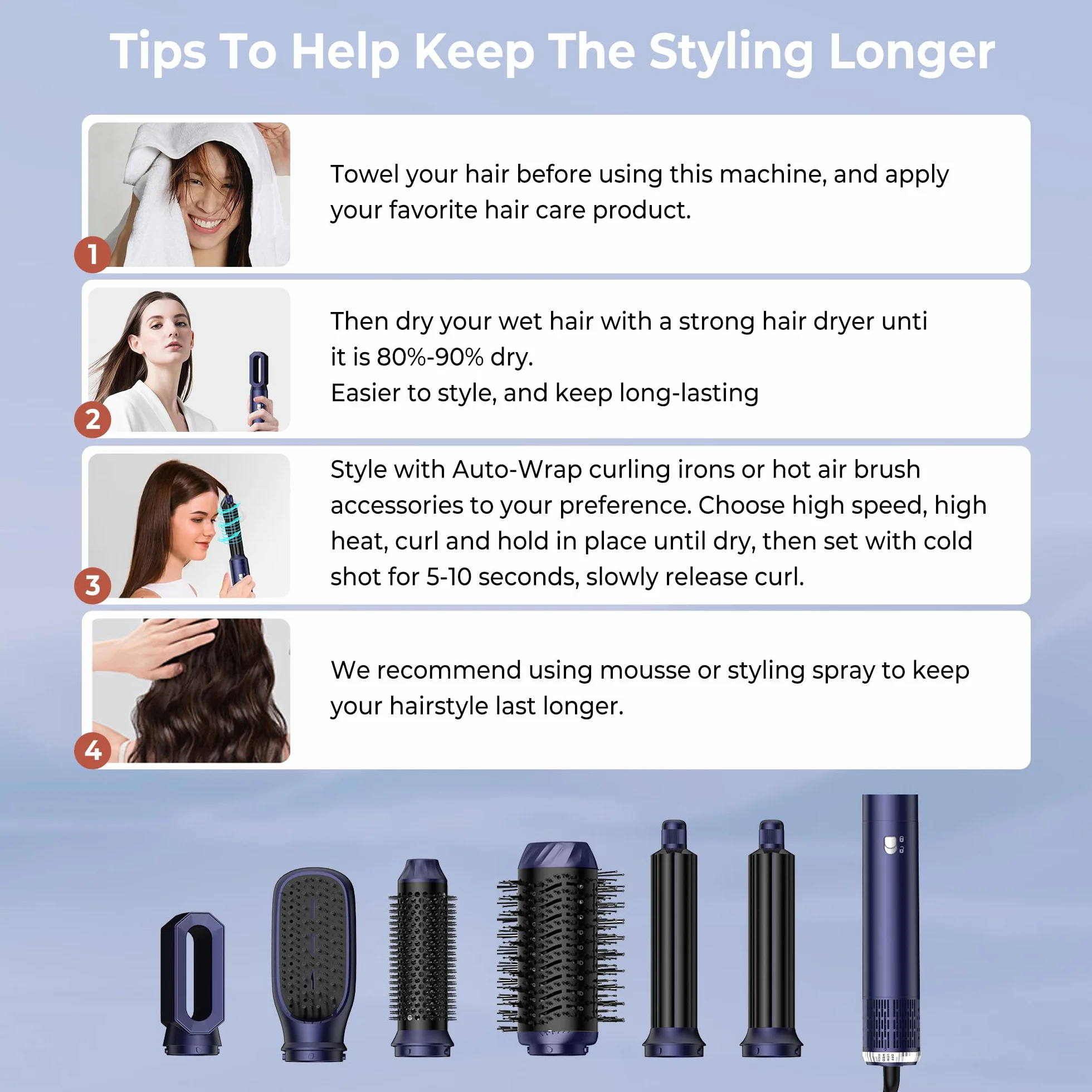 MogaWave Air Styler Pro 1000W Air Brush Hair Styler Brosse Soufflante Seche Cheveux