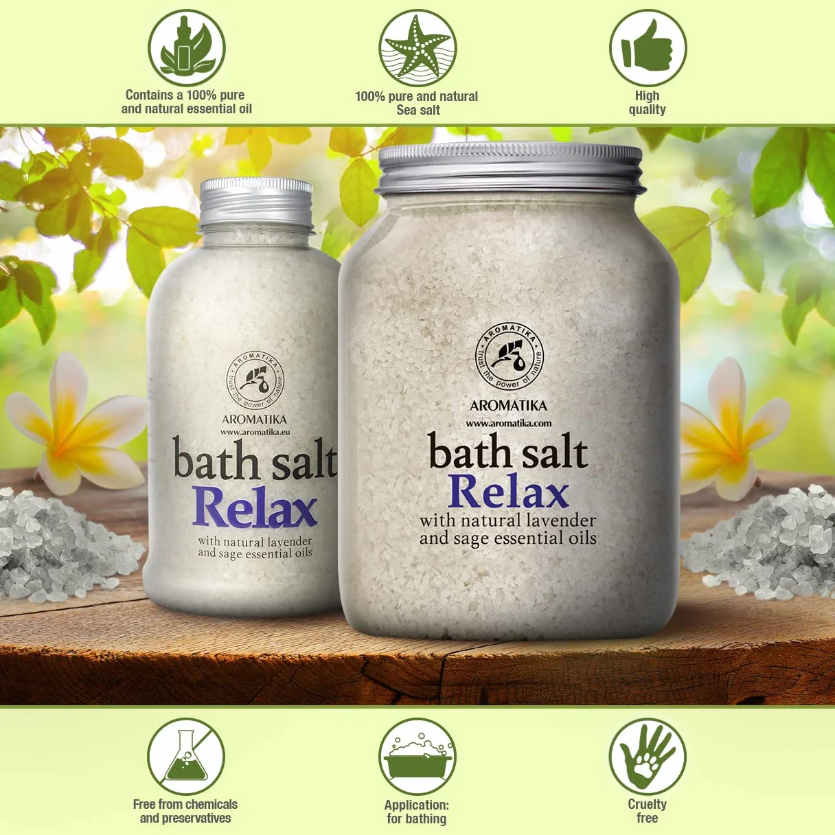 Sel de Bain Relaxant 1300g - Sel Marin avec Lavande Essentielle Naturelle - Meilleur pour un Bon Sommeil - Soulagement du Stress - Beauté - Bain - Soin du Corps - Sel D'Bain