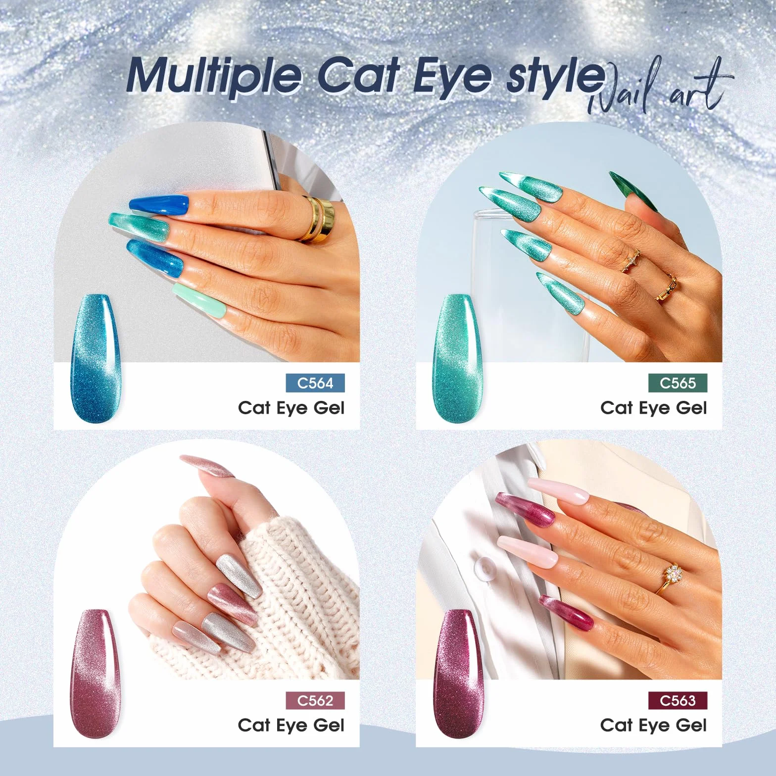 ROSALIND Vernis Semi Permanent Magnétique 12 Couleurs Cat Eye Gel UV avec Bâton Magnétique Soak-off Manucure