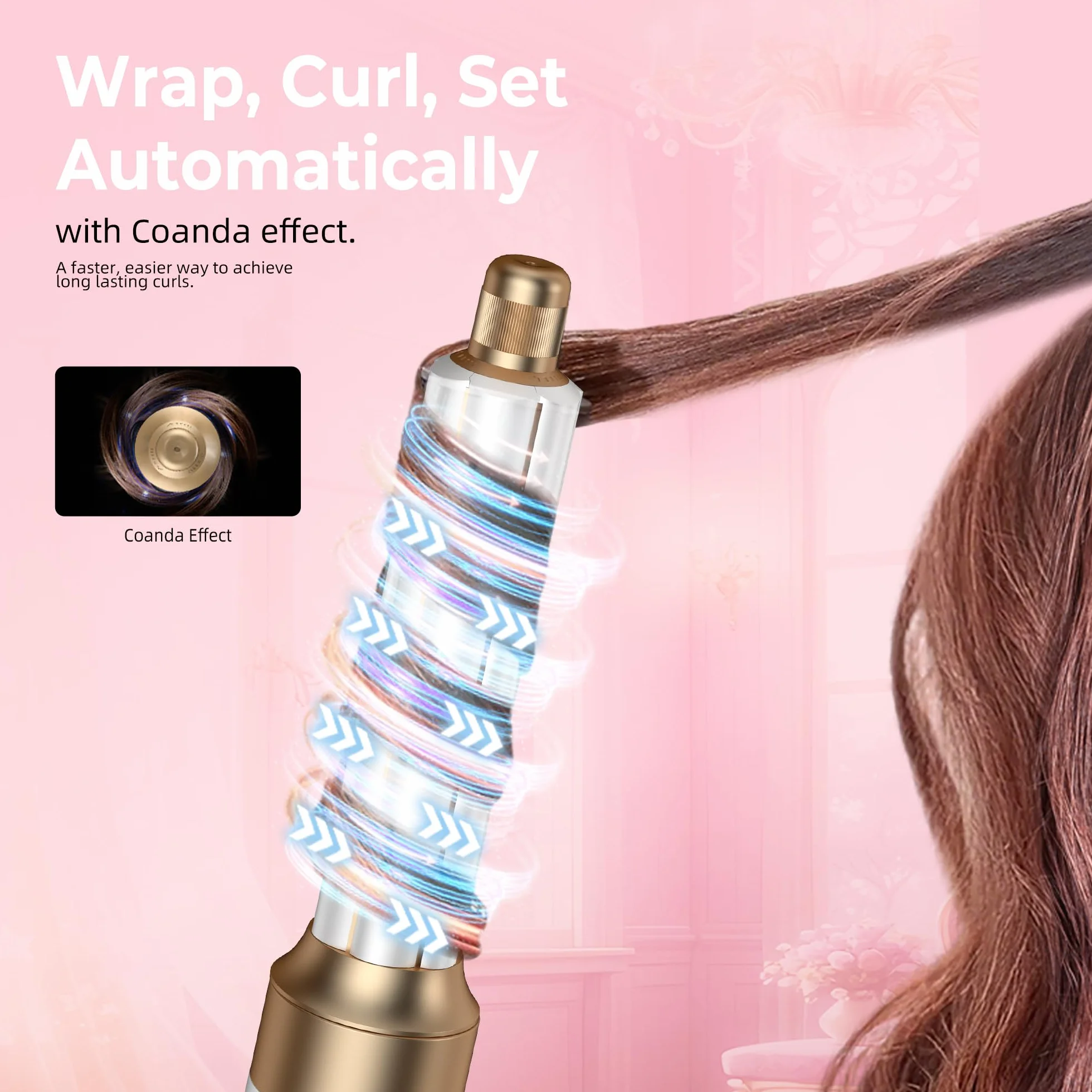 Atopskins Air Styler 6 en 1 Airbrush Hair Styler Pro Cheveux Brosse Soufflante Sécher Boucler Lisser
