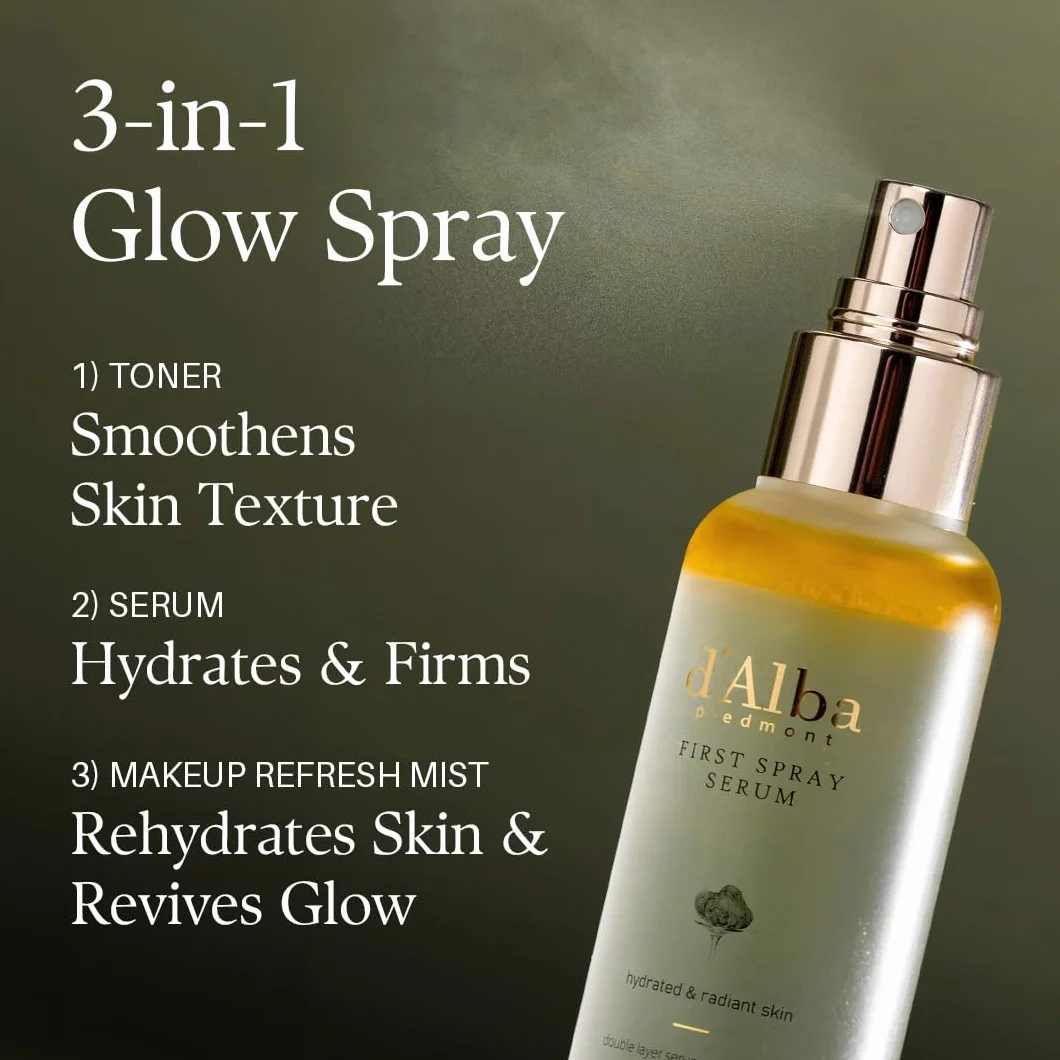 d'Alba First Spray Serum Sérum en Spray à la Truffe Blanche Italienne, Brume Hydratante pour Peau Radieuse (100ml)