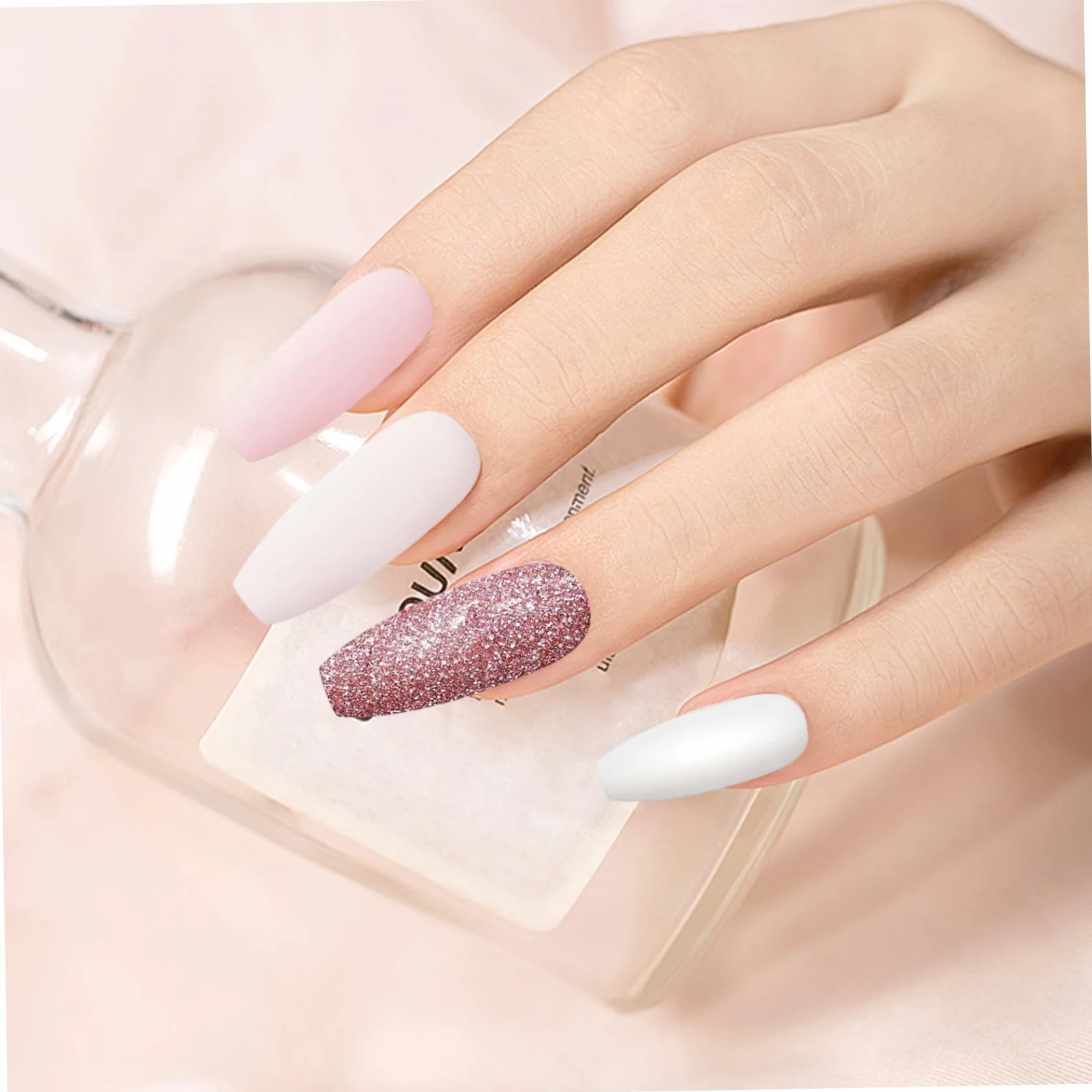 Kit de poudre à ongles 4 couleurs avec activateur base et couche finition pour manucure