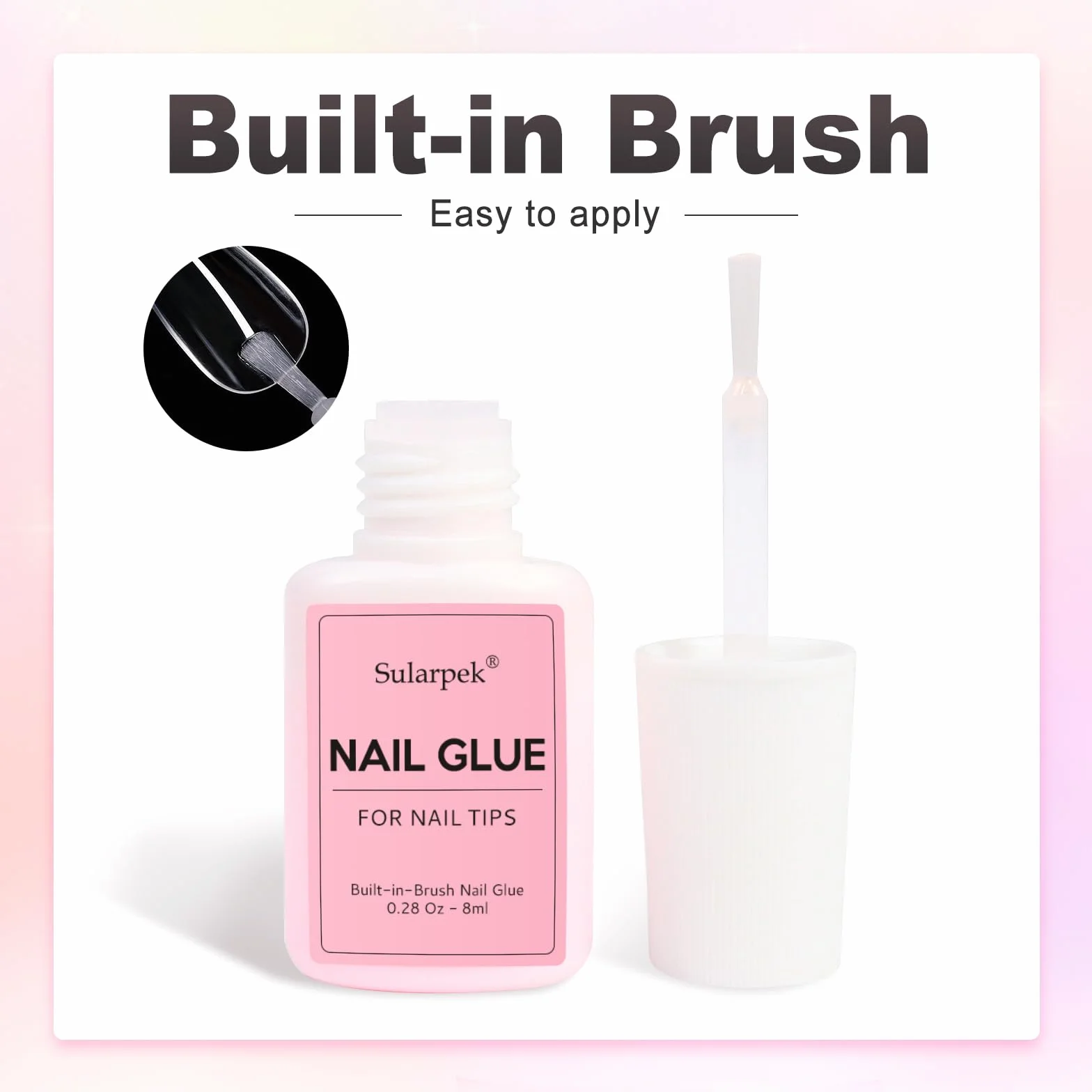 Colle Faux Ongles Extra Forte 8ml avec Brosse, Séchage Rapide Professionnel pour Ongles Acrylique