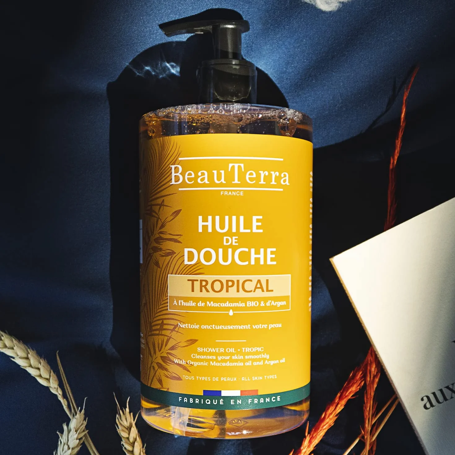 BeauTerra - Huile de Douche, 750 ml - Tropical - Sans Savon - à l'Huile d'Argan et Macadamia Bio - Hydrate et Rajeunit - Fabriqué en France (Lot de 2)