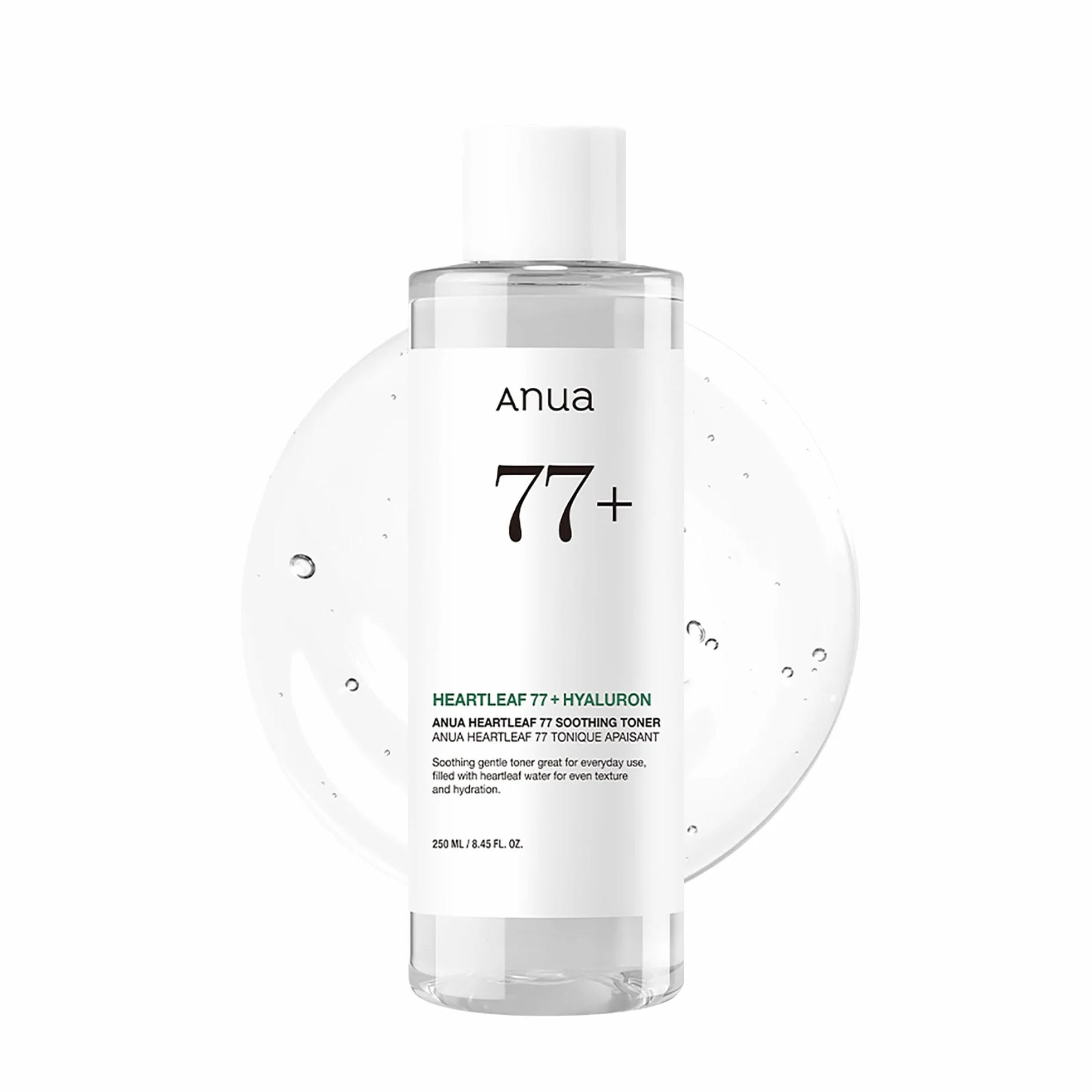 ANUA Heartleaf 77% Tonique apaisant I pH 5,5 Soin des problèmes, apaisant la peau, rafraîchissant, hydratant, purifiant, sans cruauté envers les animaux, végétalien, (250 ml / 8,45 fl.oz.)