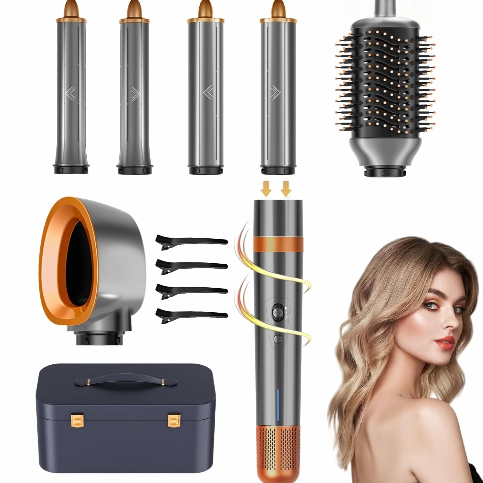 Lonique Air Styler Brosse Soufflante 6-en-1 Haute Vitesse 120K RPM Sèche-cheveux Boucleur à Air