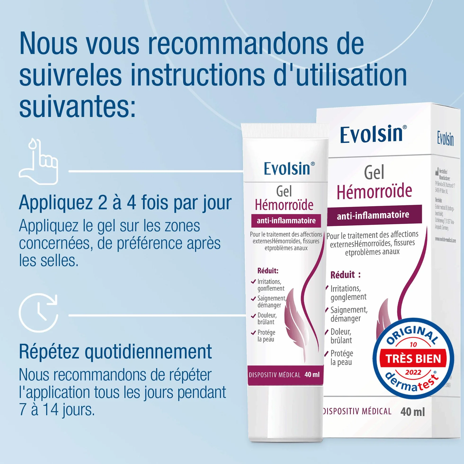 Evolsin crème hémorroïde 40ml dispositif médical