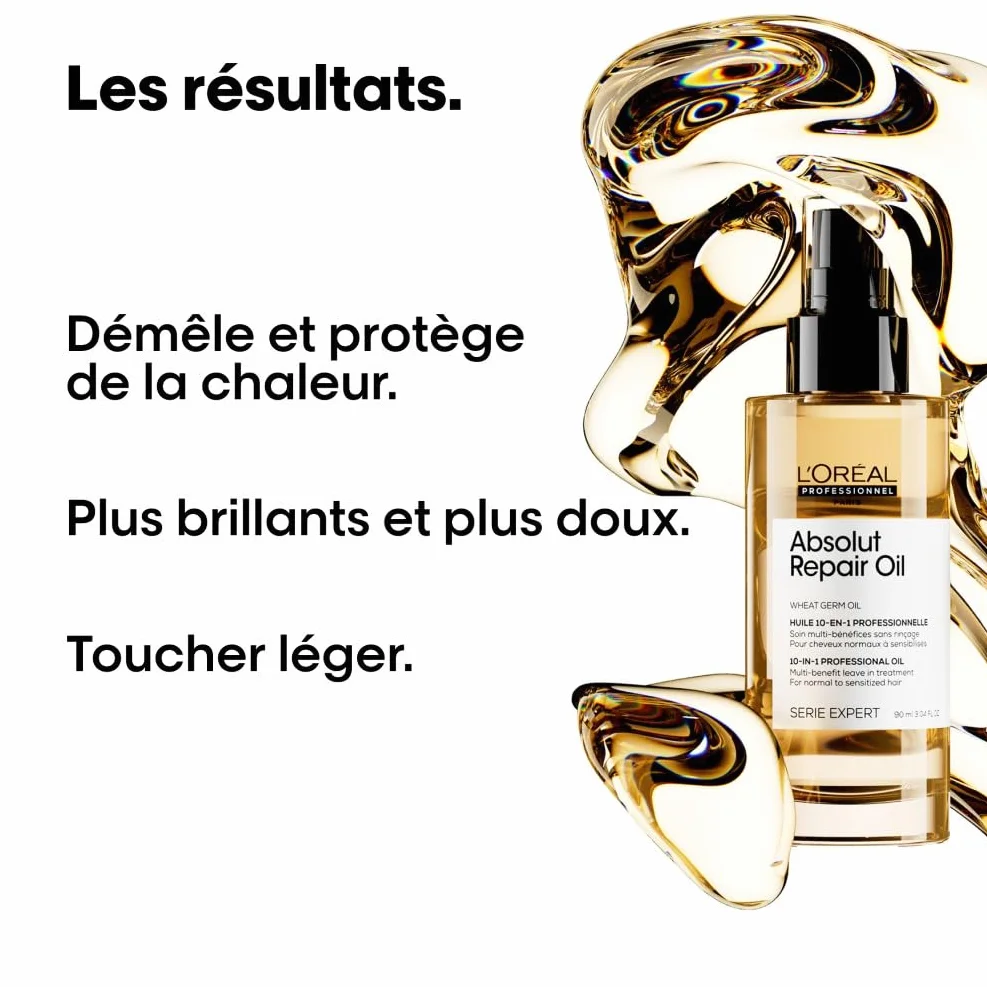 L'OREAL PROFESSIONNEL Absolut Repair 10-en-1 Huile Cheveux Leave-In Spray Thermoprotecteur Sans Rinçage Démêlant 90 ml
