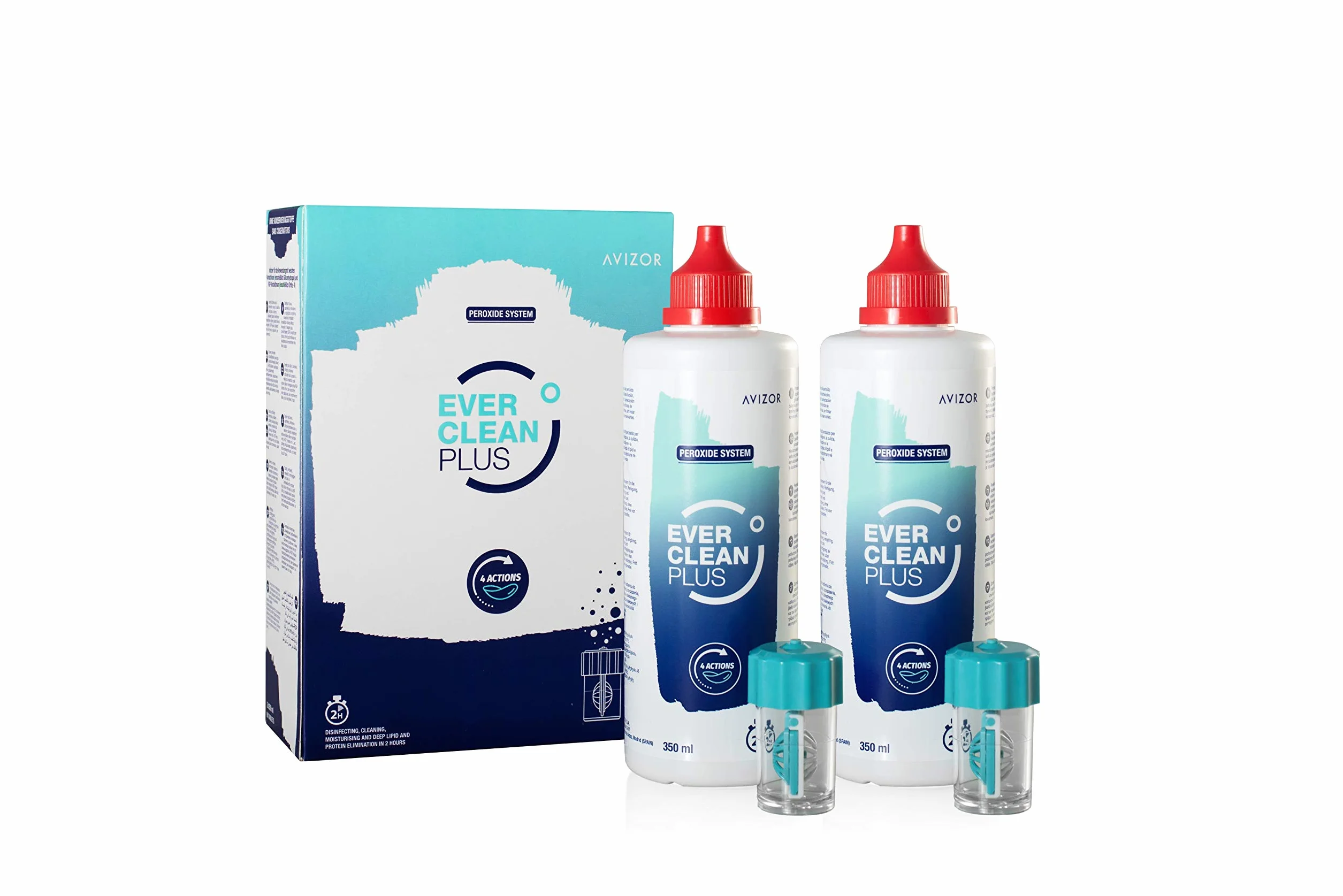 Avizor Ever Clean Plus Liquide Lentilles de Contact 2 x 350 ml + 90 Comprimés