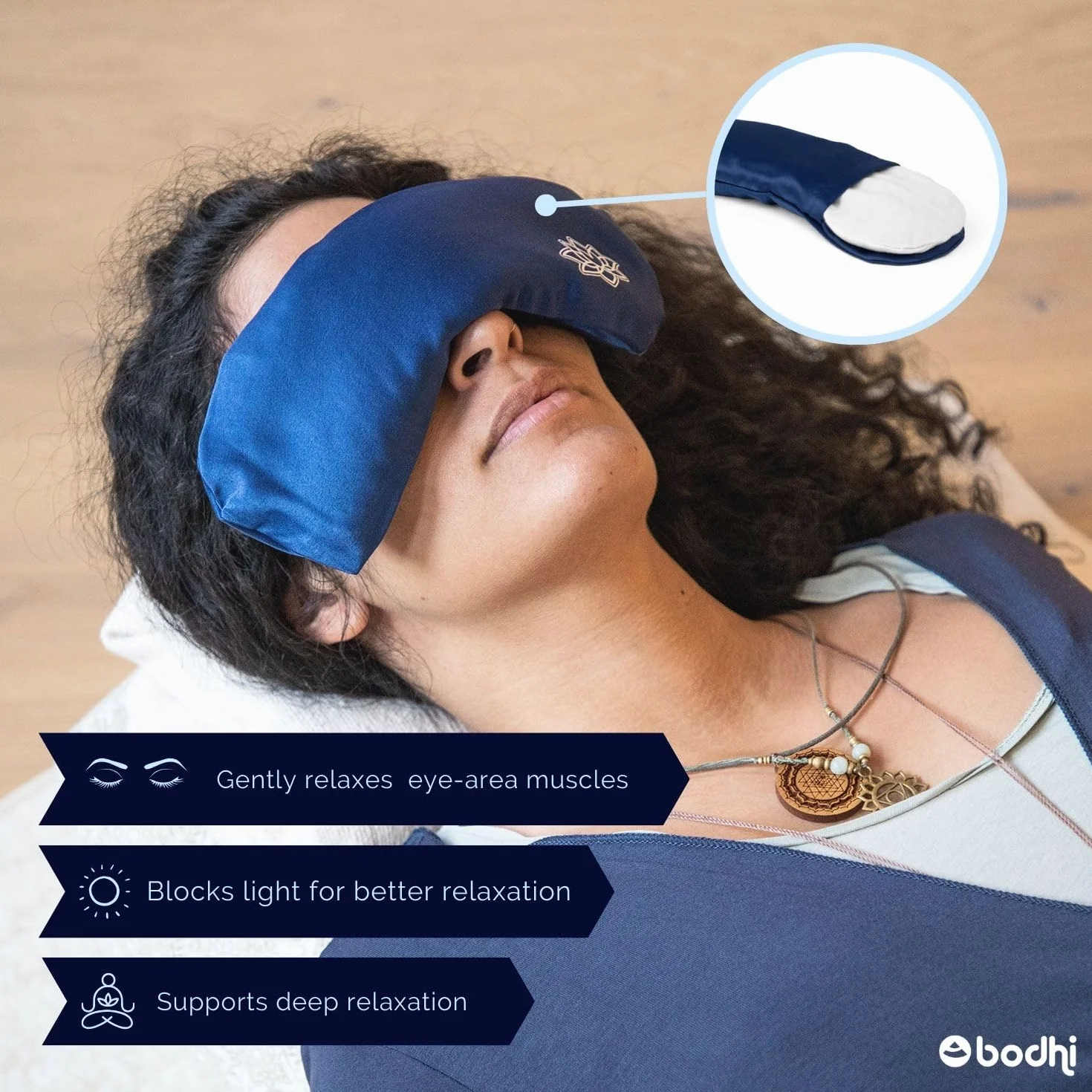 Bodhi Coussinet d'aromathérapie pour les Yeux, Lavande et graines de Lin biologiques, Soie ou Modal