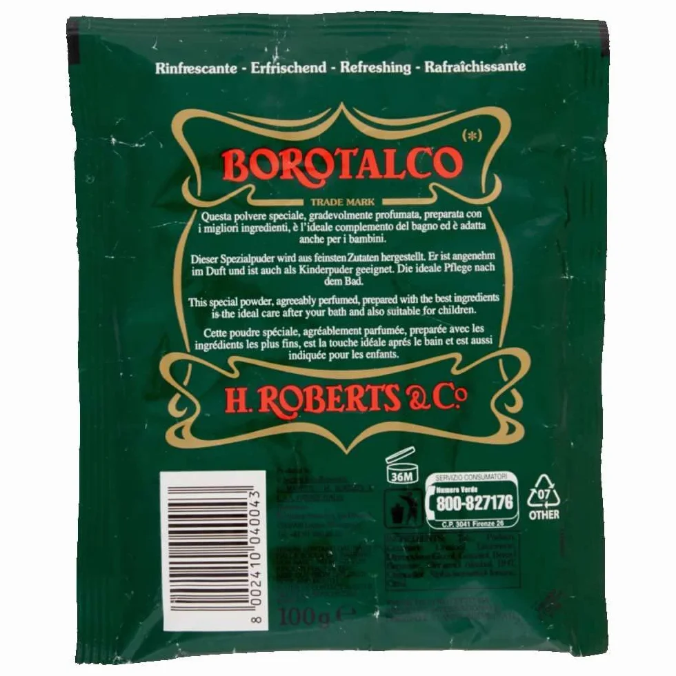 Borotalco Roberts Lot de 10 Poudres pour le Corps 100 g - Talc Corporel - Poudre Fine de Talc Naturel