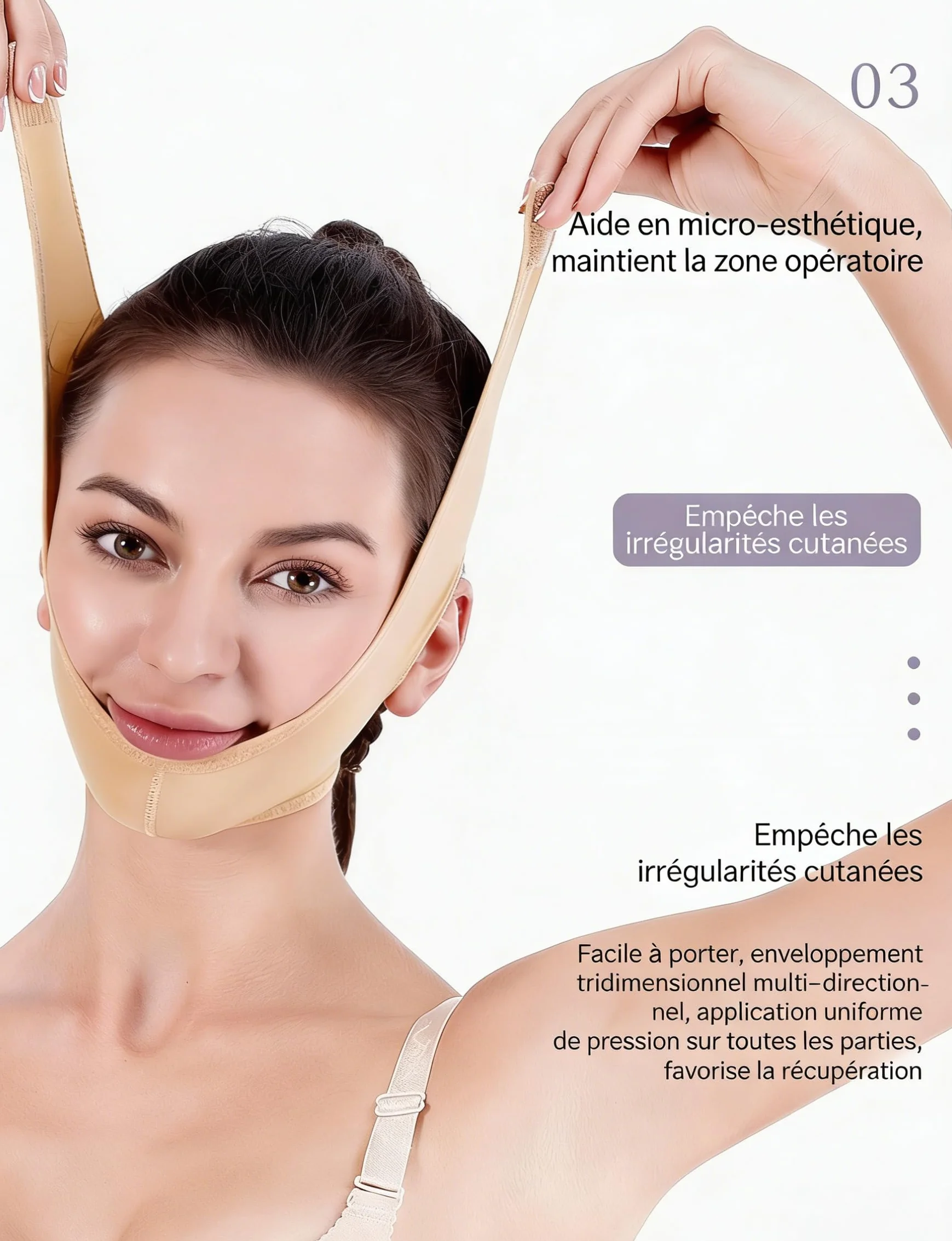 Gaine Visage-SweetLifty, Réutilisable Masque En Forme De V,Portable et Voyage (L,Beige)