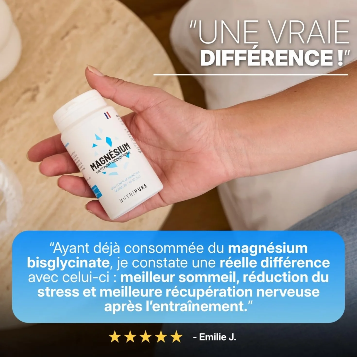 Nutripure Magnésium Bisglycinate + Vitamine B6 & Taurine 60 Gélules Anti-Fatigue Stress