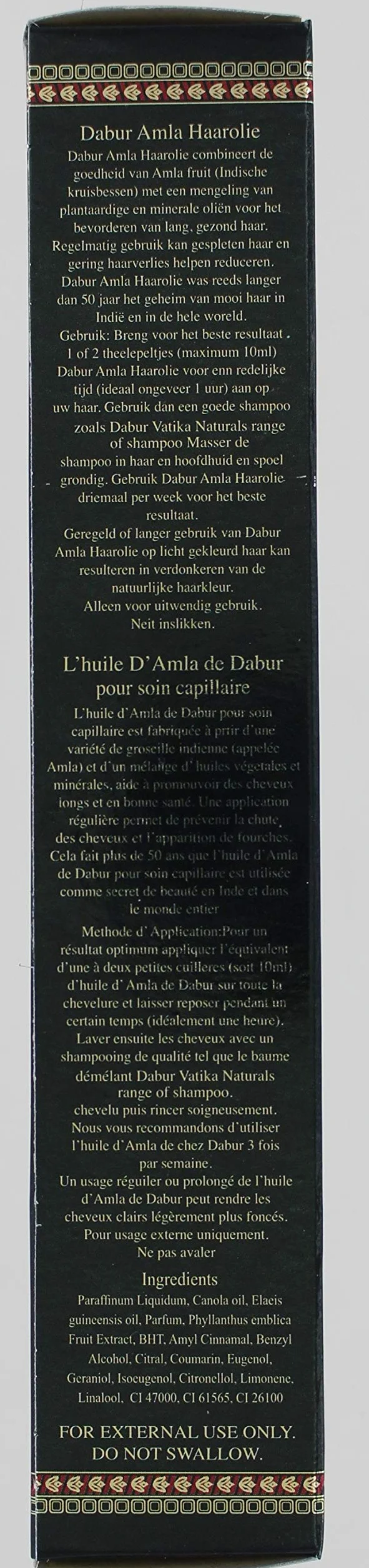 Dabur Amla Huile pour Cheveux Lisses Long 200 ml