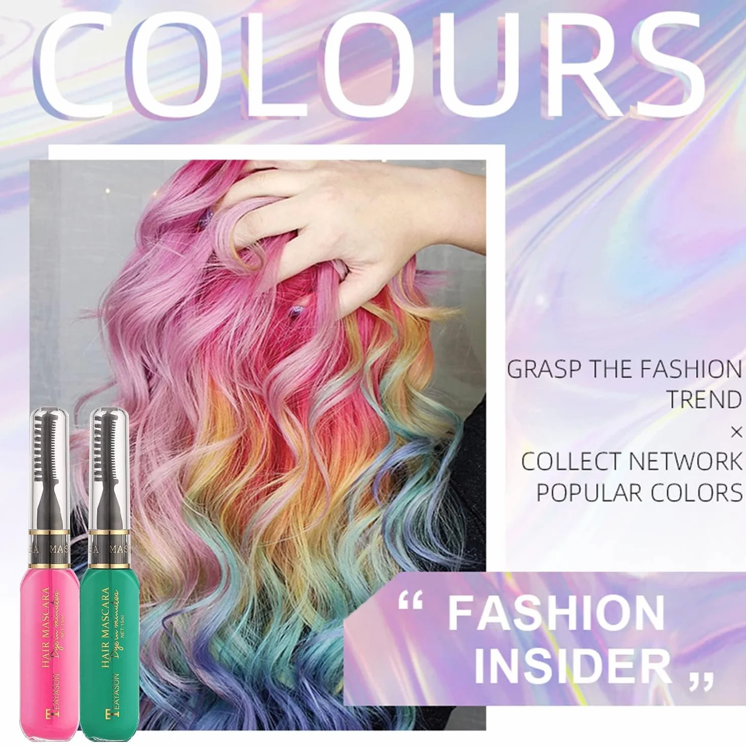 Kit Couleur Temporaire Mascara Cheveux Lavable 13 Couleurs Peigne Craie Bleu Halloween Cosplay Fête