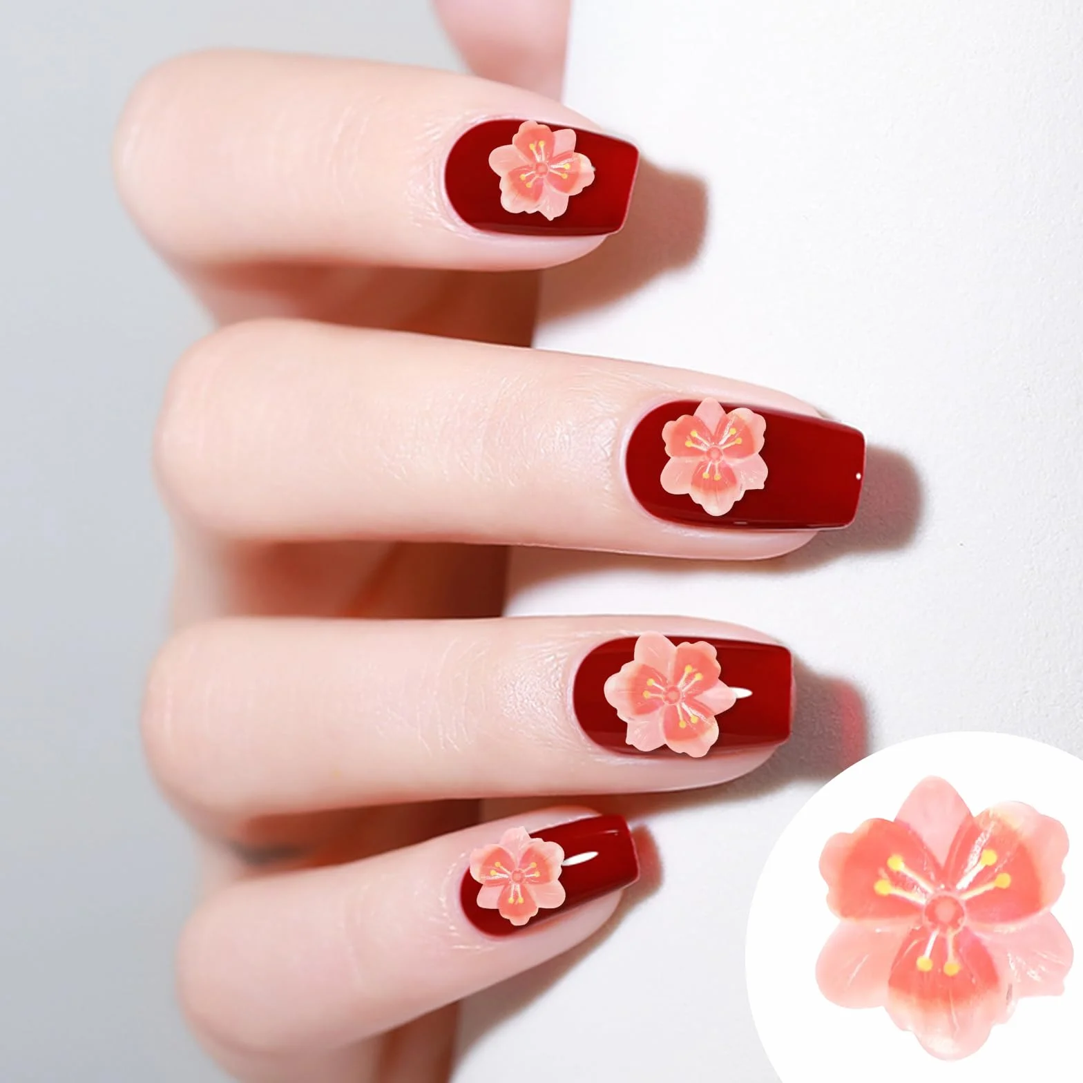 Décorations Ongles en Résine Fleur 3D 50 Pièces pour DIY Nail Art