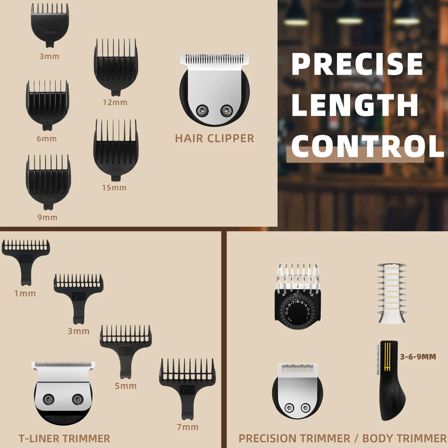 Ufree Tondeuse à barbe électrique sans fil, kit de toilettage réglable pour moustache