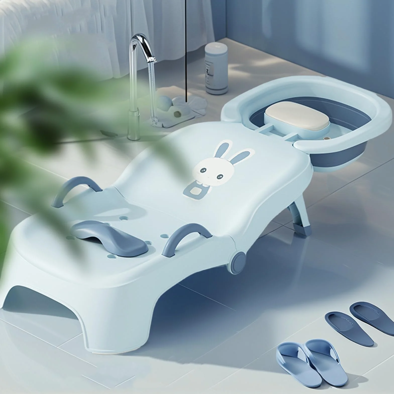 Station lavage cheveux pour Siège inclinable shampooing bébé appui-tête | Fauteuil Pliable Rince-Cheveux Enfant pour Salon Maison Salle de Bain WC Salon Filles Garçons Bébé