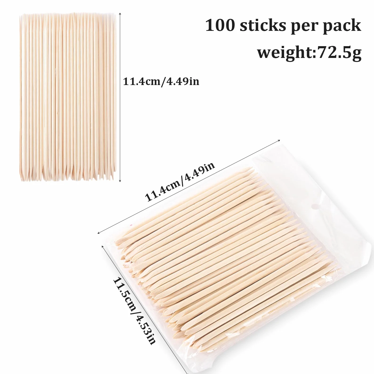 Lot de 100 bâtonnets en bois de rose - Outils de manucure professionnels - Bâtonnets à cuticules en bois d'oranger - Pour outil professionnel - Avec taille-crayon et côté plat