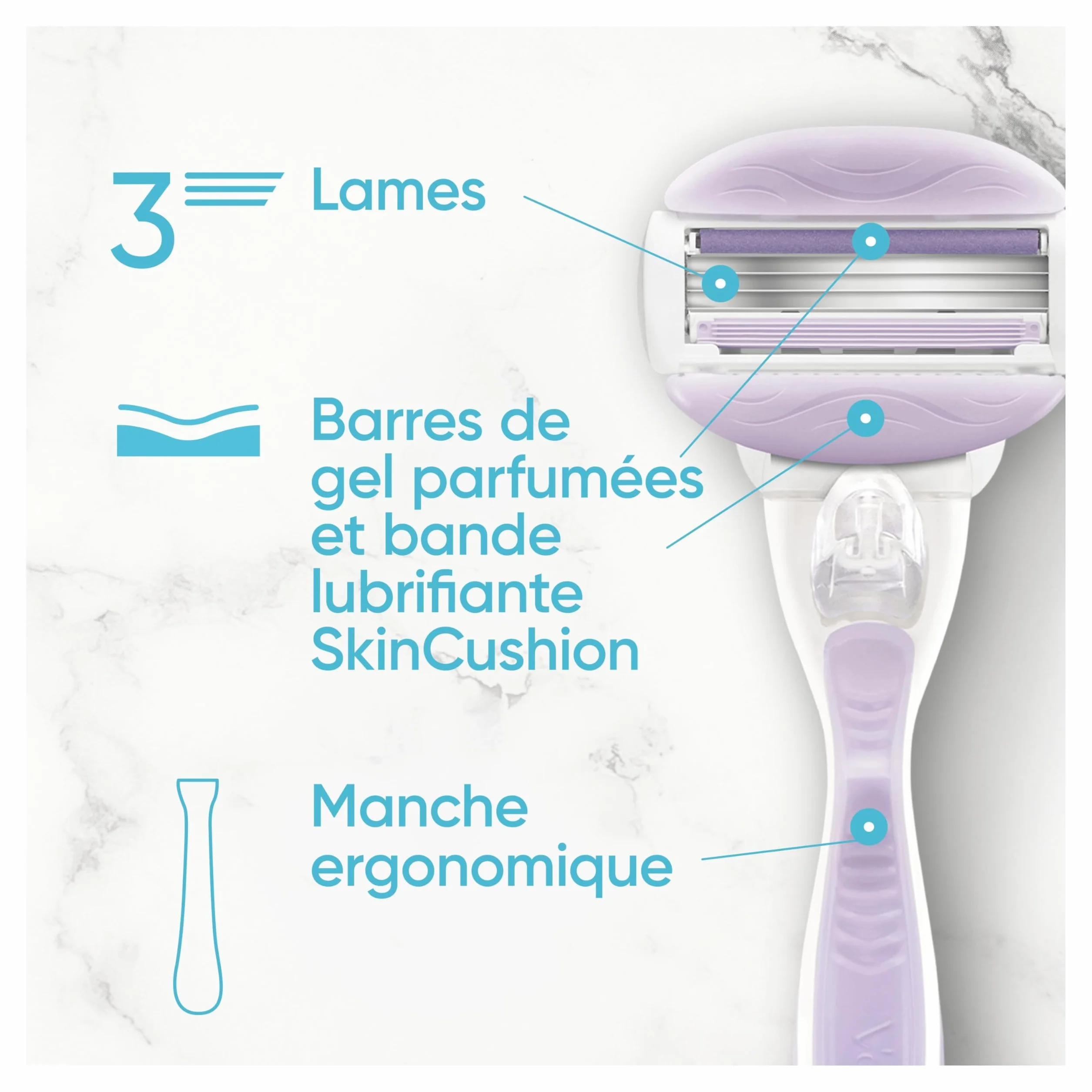 Gillette Venus Lames de Rasoir Femme ComfortGlide Breeze Pack de 4 Rechanges Cartouche Gel Parfumé Bande Lubrifiante Mousse Rase 30 Jours
