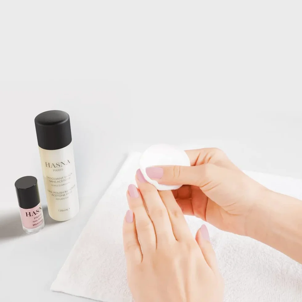 HASNA PARIS Dissolvant Doux à l'Huile d'Argan Sans Acétone 120 ml pour Ongles Sensibles