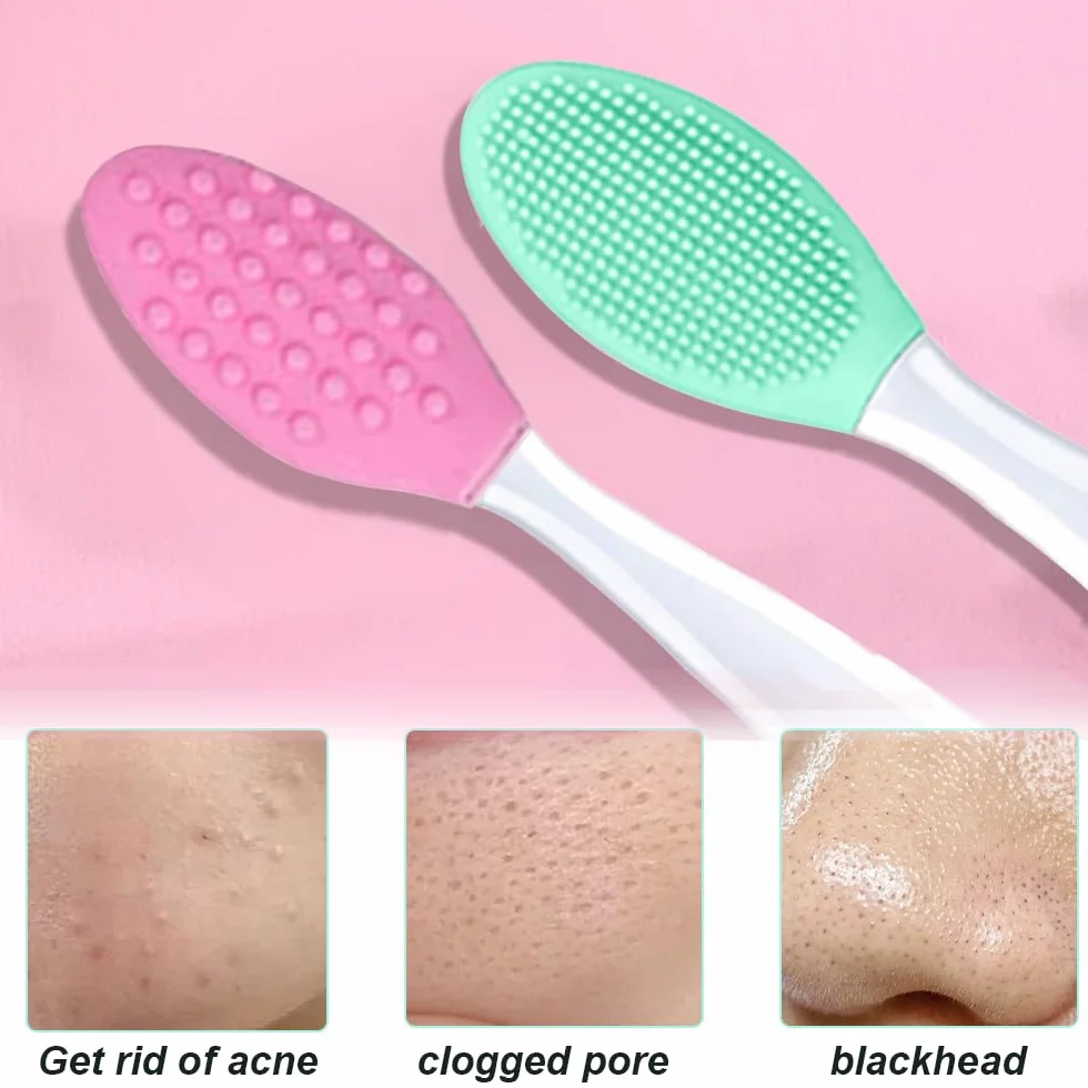 Pinceaux à Lèvres Double Face en Silicone 8 Pièces Exfoliant Nettoyage Nez