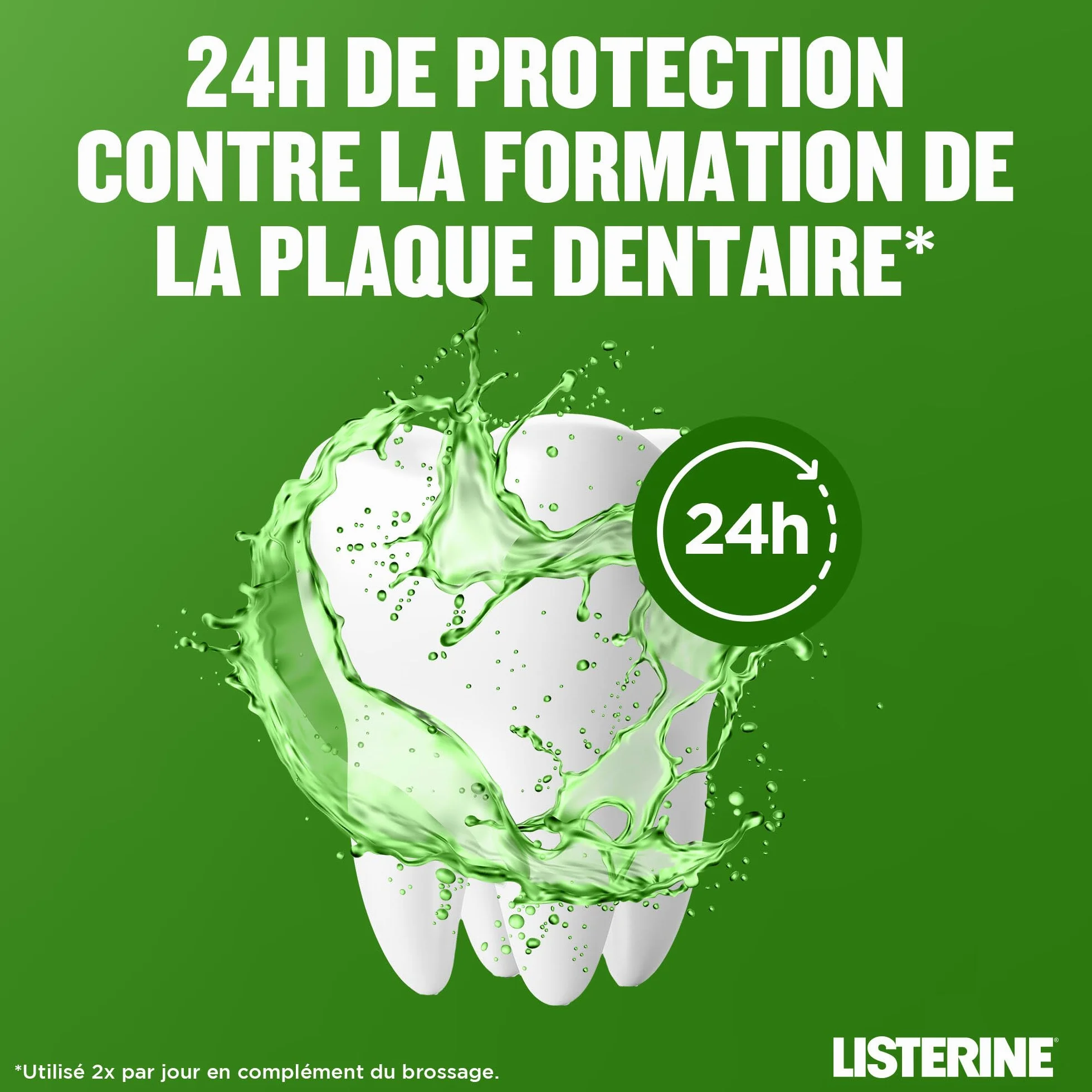 Listerine Bain de Bouche Fraîcheur Thé Vert 0% Alcool 500 ml Haleine Fraîche