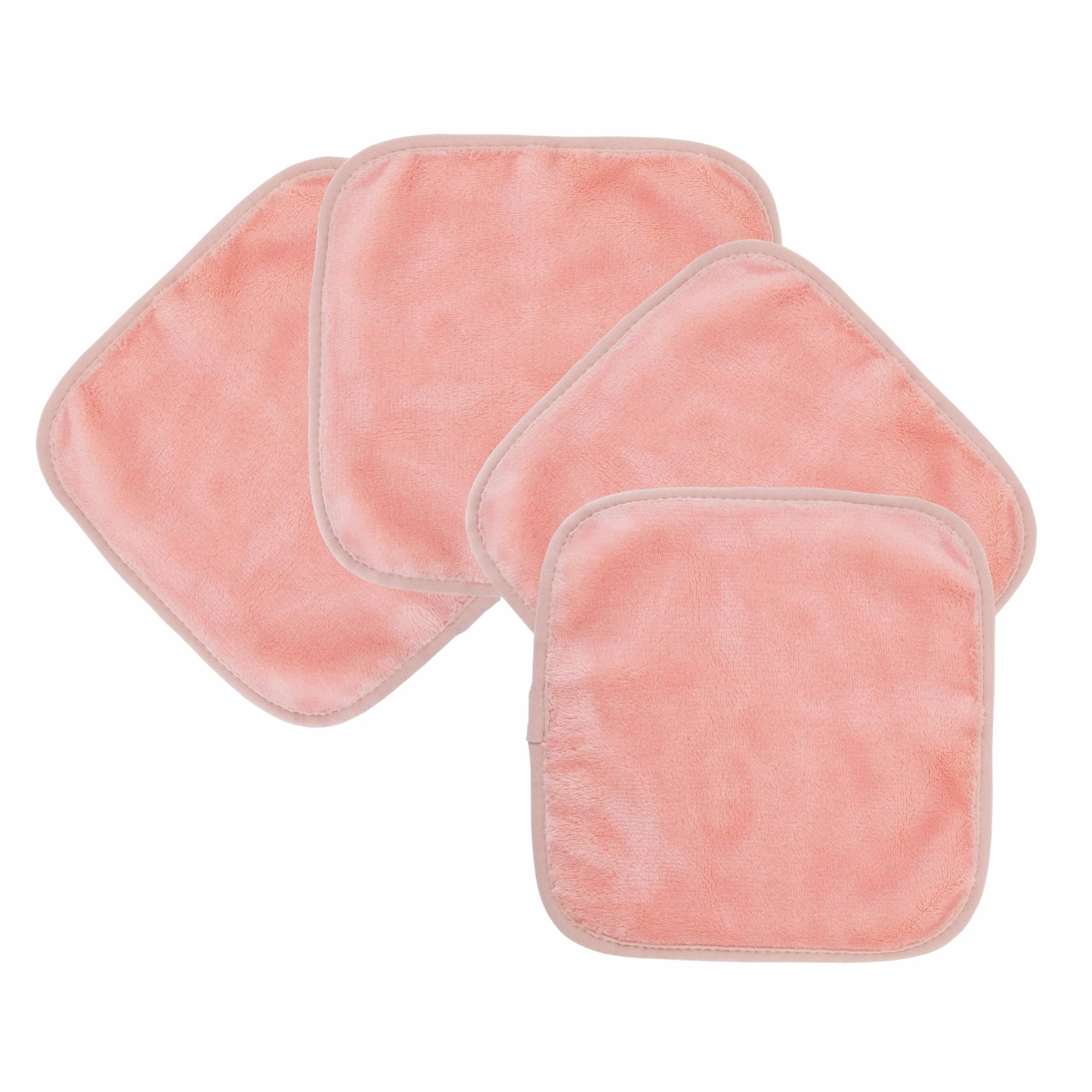 Serviettes démaquillantes en microfibres Premium 20x20 cm 4 pièces Rose hypoallergénique sans produits chimiques