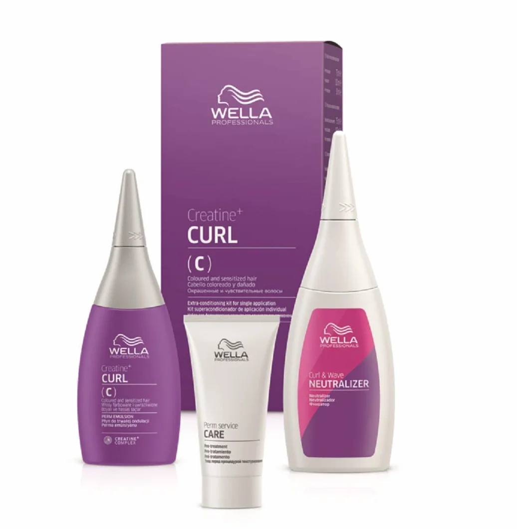 WELLA PROFESSIONALS Creatine+ Curl C Hair Kit (Creatine+ Curl C 75ml + Neutralizer 100ml + Perm Service Care 30ml)