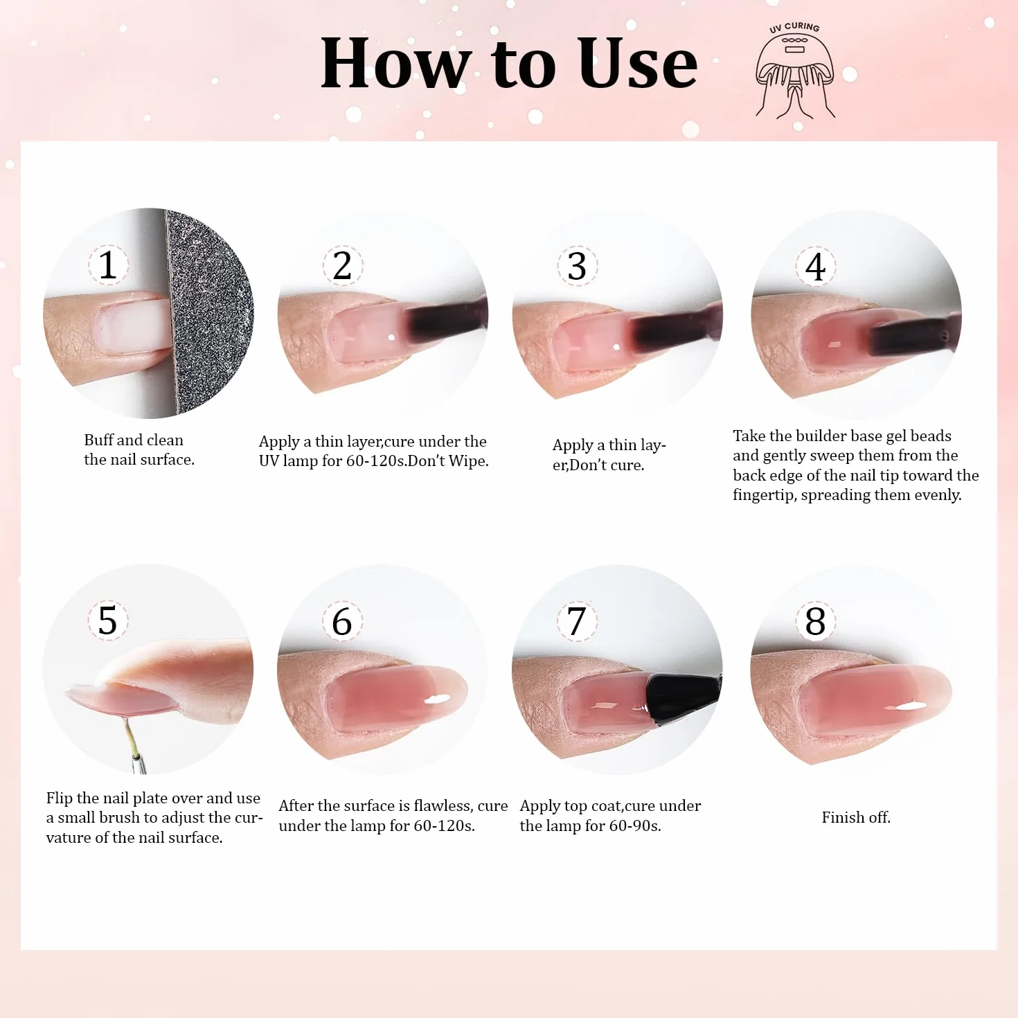 JODSONE Lot De 4 Boîtes Gel Construction UV 10ml Rose Nude Ongle Extension Modelage Renforcement
