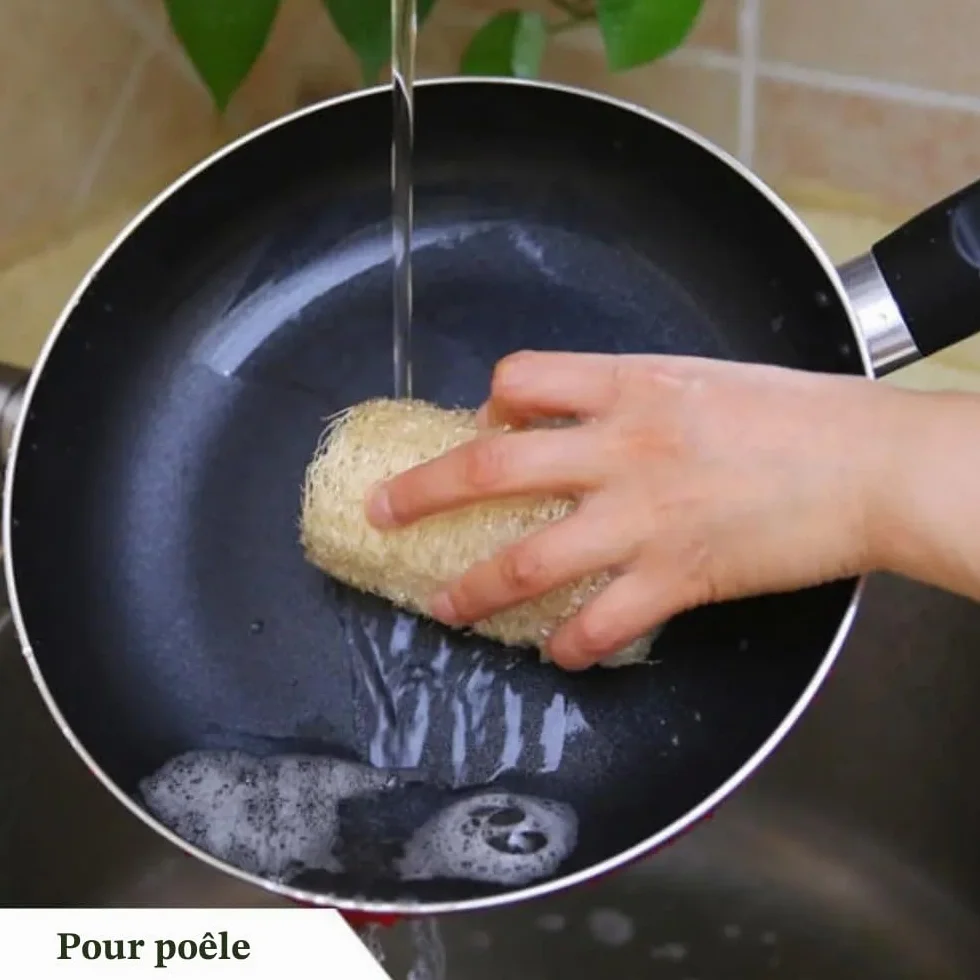 Éponge de luffa Naturelle, Longue Plantation, Douche corporelle, antiadhésive, Bonne Absorption, Serviette Vaisselle, Fourniture Cuisine et Bain(50-60cm)