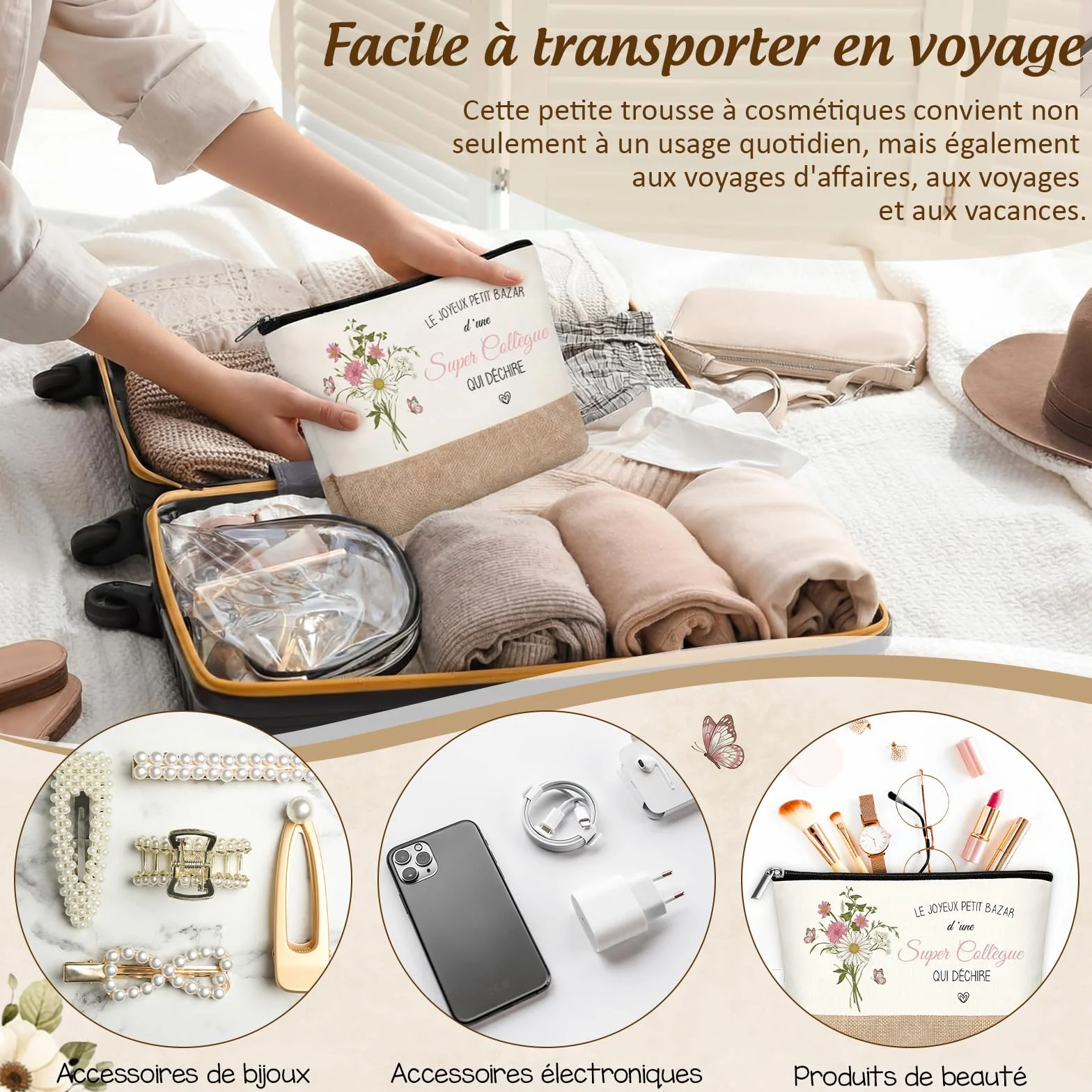 Blulu Trousse à Maquillage Porte-Clés Cadeau pour Collègue de Travail Femme Adieu Départ Retraite Anniversaire