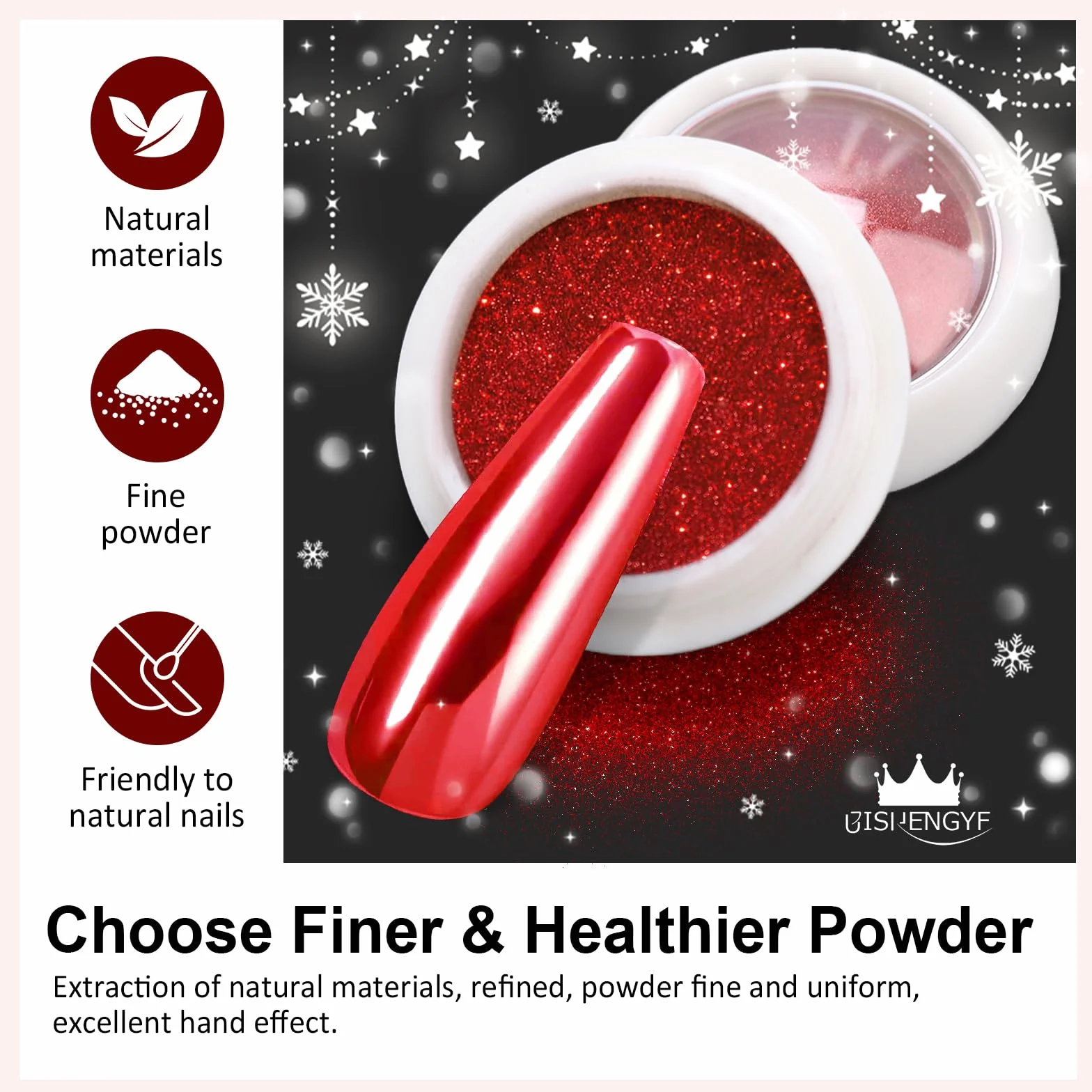 Poudre Chrome Ongle Rouge – Poudre Chromée Effet Miroir pour Ongles Nail Art